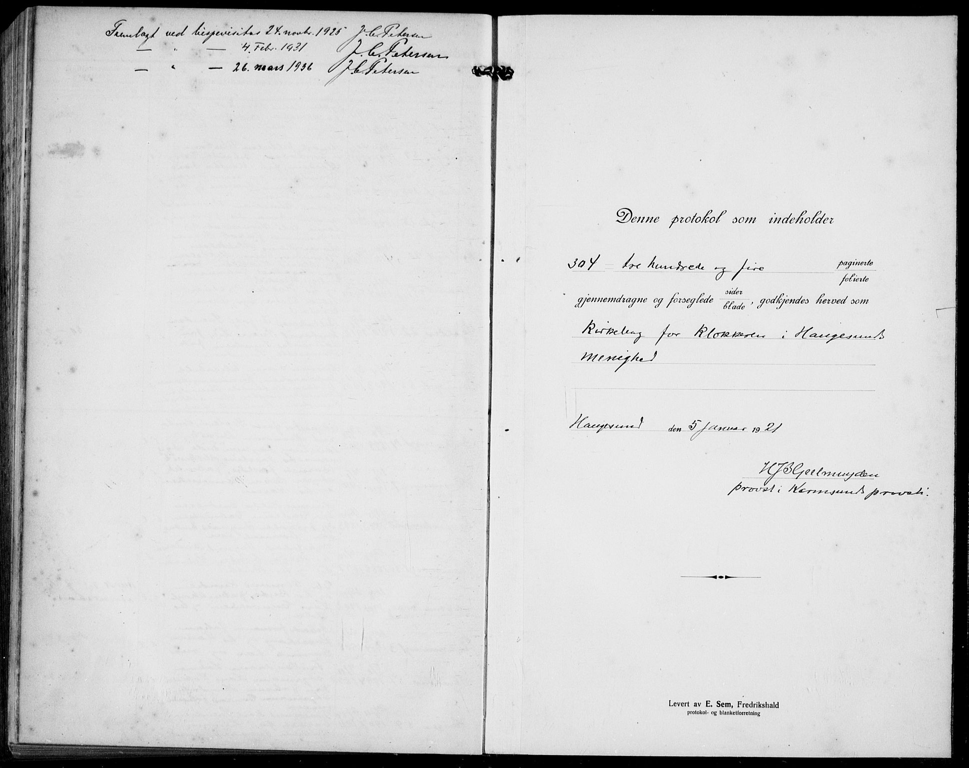 Haugesund sokneprestkontor, SAST/A -101863/H/Ha/Hab/L0011: Parish register (copy) no. B 11, 1921-1934