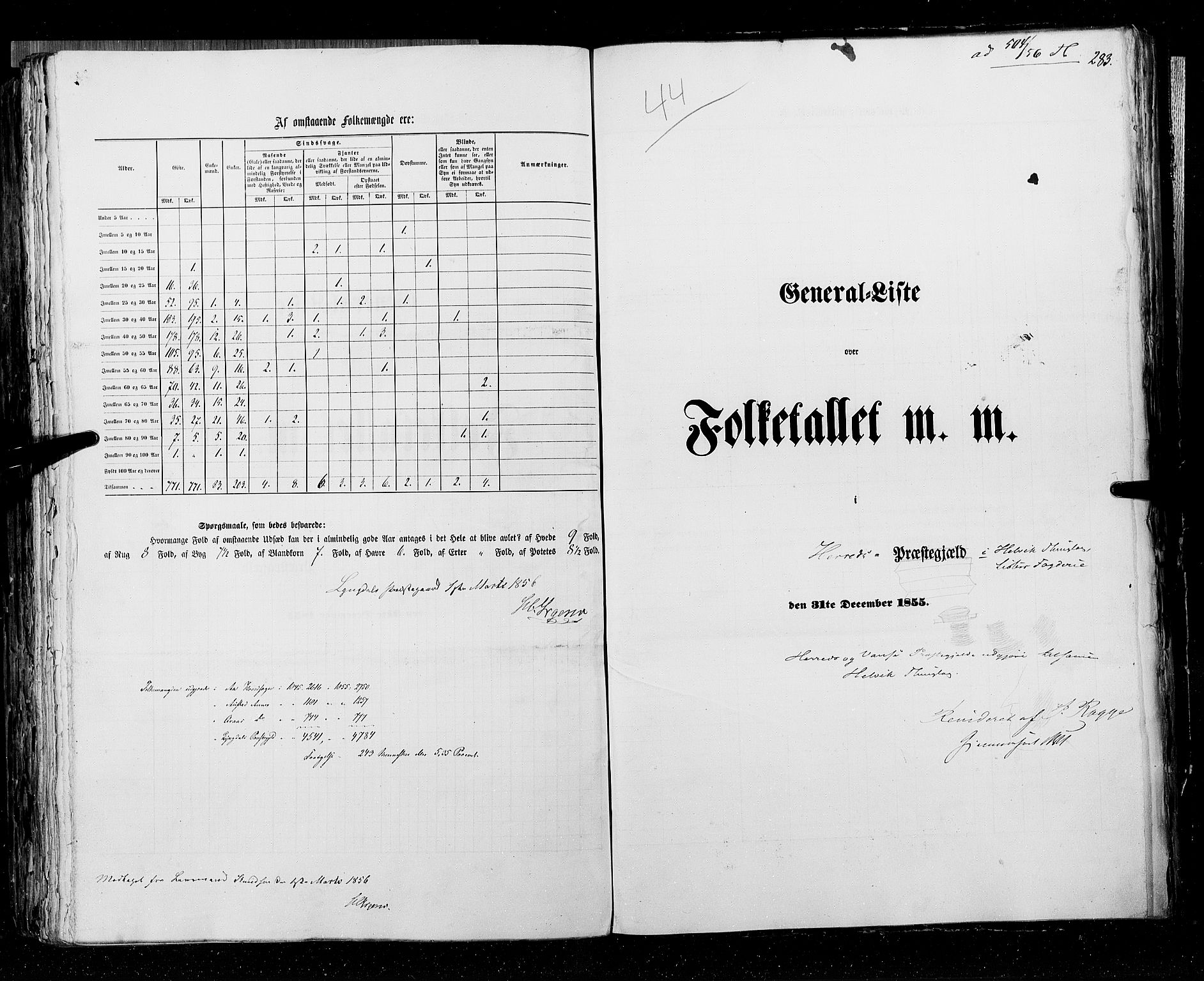 RA, Census 1855, vol. 3: Bratsberg amt, Nedenes amt og Lister og Mandal amt, 1855, p. 283