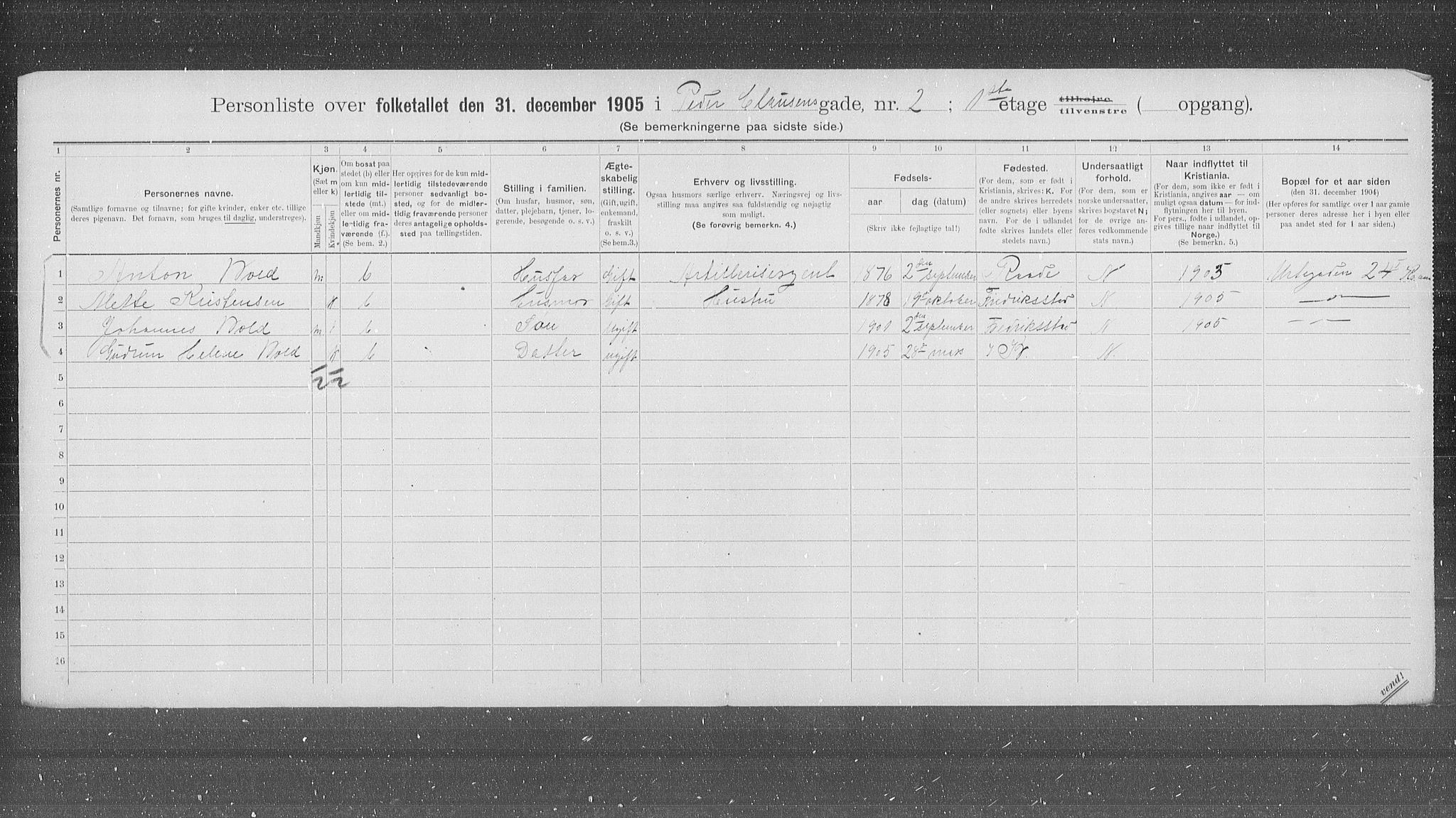 OBA, Municipal Census 1905 for Kristiania, 1905, p. 41429