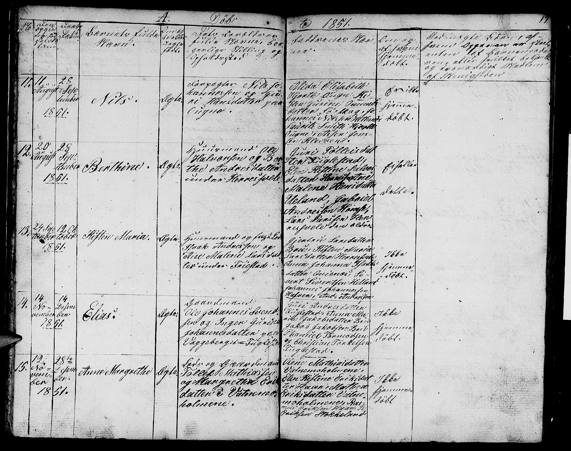 Eigersund sokneprestkontor, AV/SAST-A-101807/S09/L0003: Parish register (copy) no. B 3, 1846-1875, p. 17