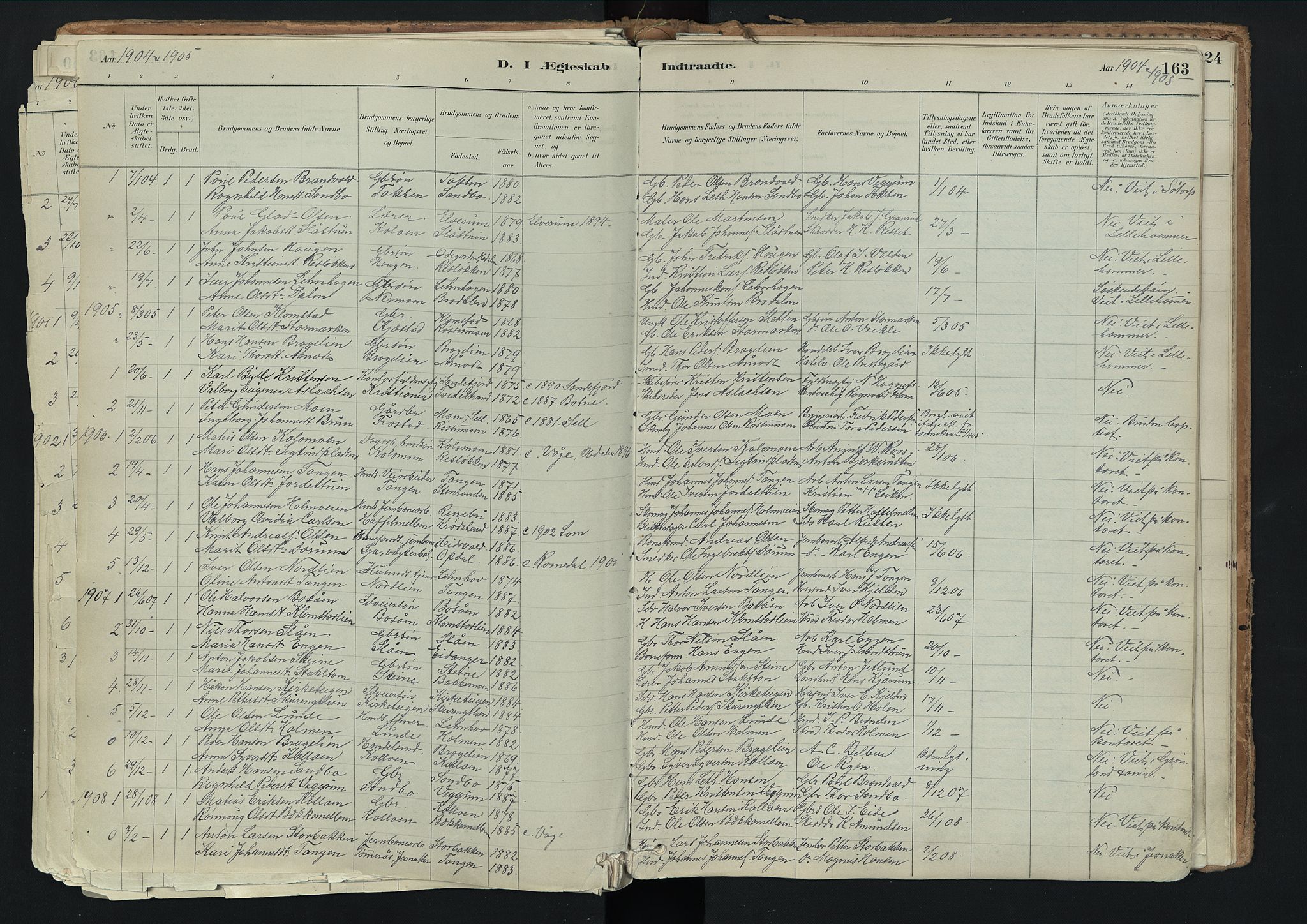 Nord-Fron prestekontor, SAH/PREST-080/H/Ha/Haa/L0003: Parish register (official) no. 3, 1884-1914, p. 163
