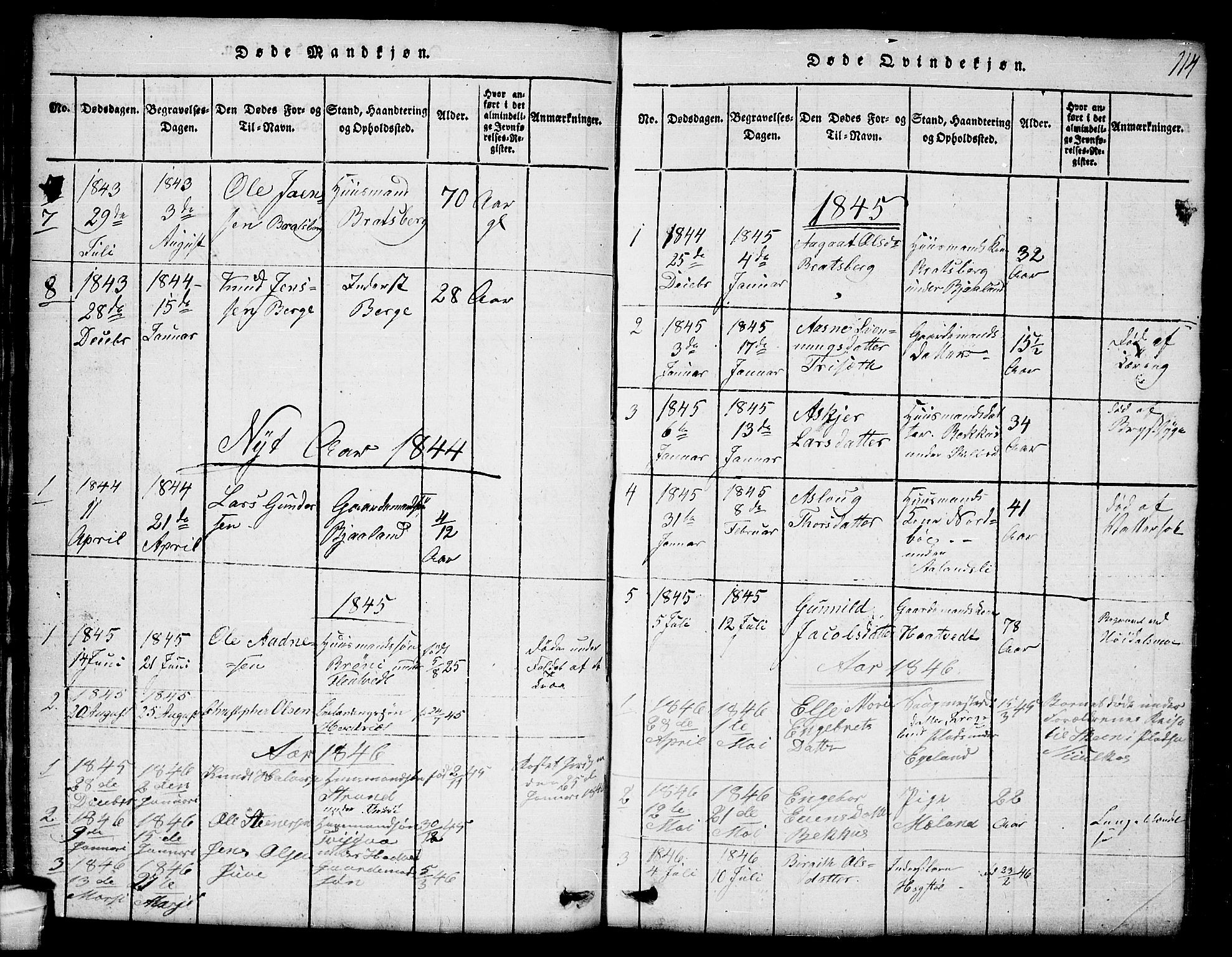 Lårdal kirkebøker, AV/SAKO-A-284/G/Ga/L0001: Parish register (copy) no. I 1, 1815-1861, p. 114