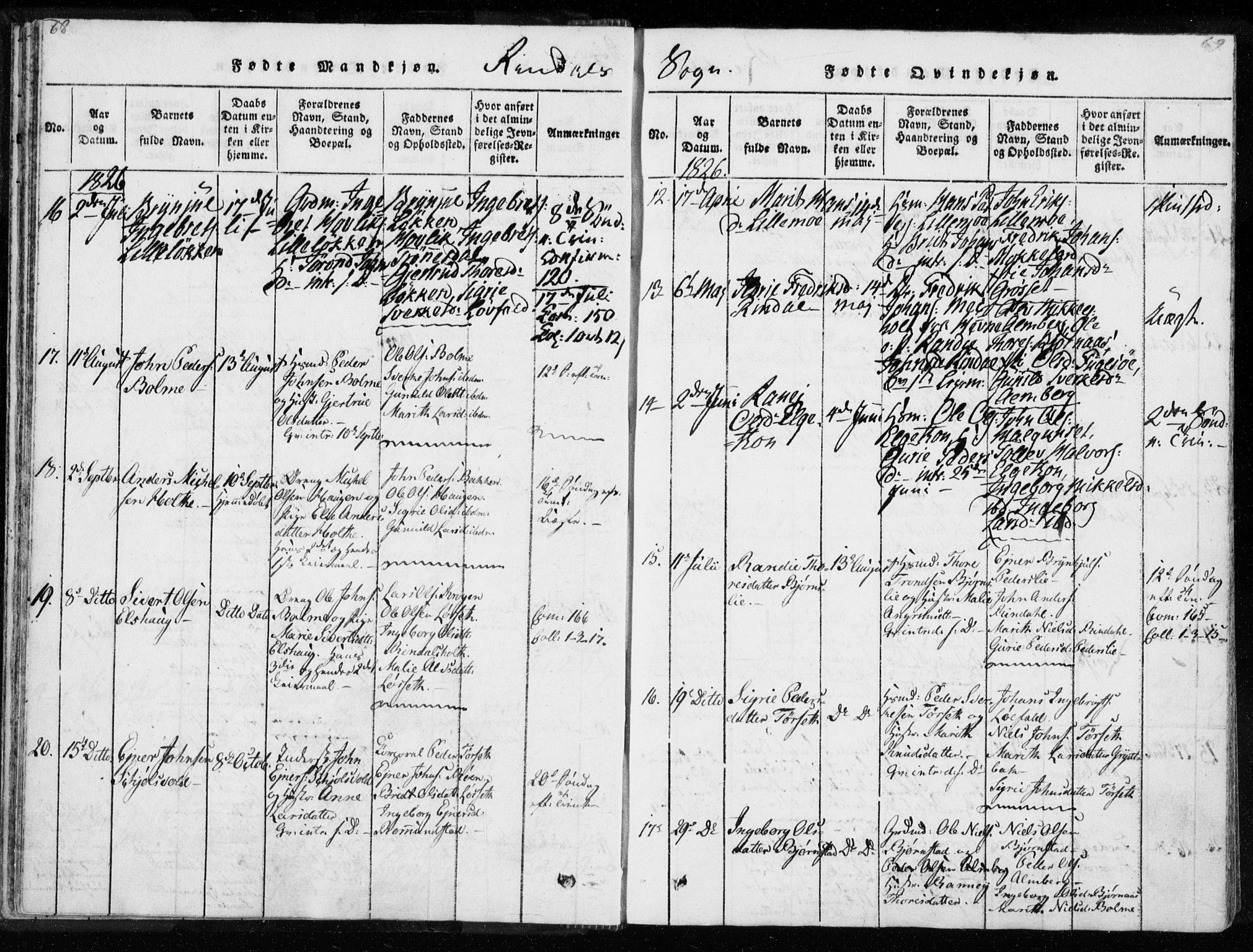 Ministerialprotokoller, klokkerbøker og fødselsregistre - Møre og Romsdal, SAT/A-1454/595/L1041: Parish register (official) no. 595A03, 1819-1829, p. 68-69