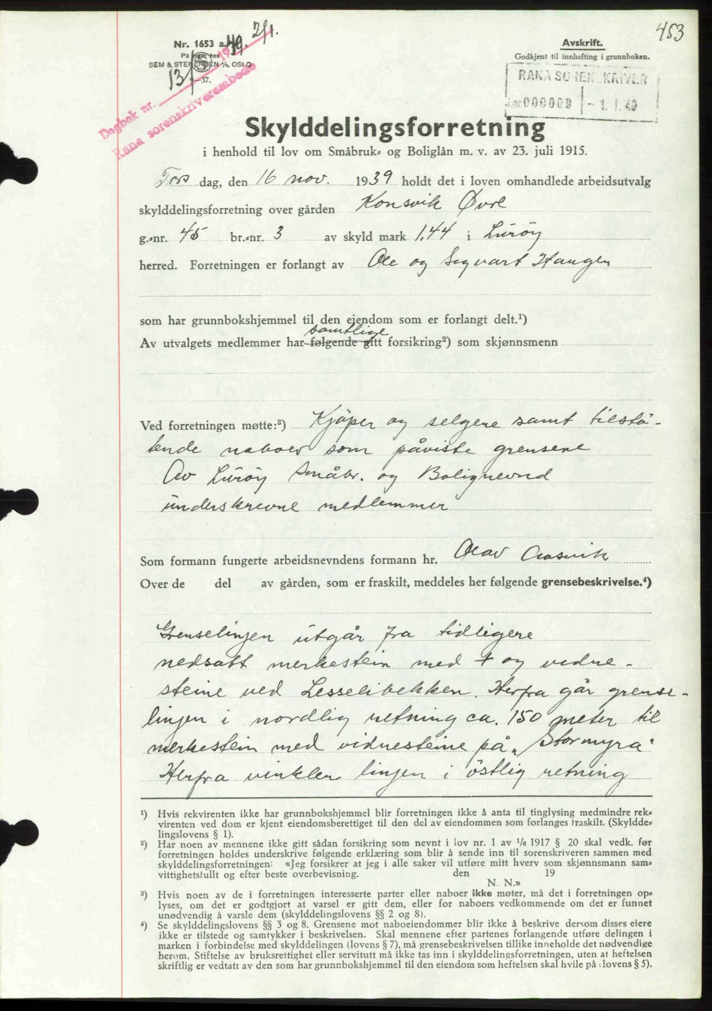 Rana sorenskriveri , SAT/A-1108/1/2/2C: Mortgage book no. A 6, 1939-1940, Diary no: : 13/1940
