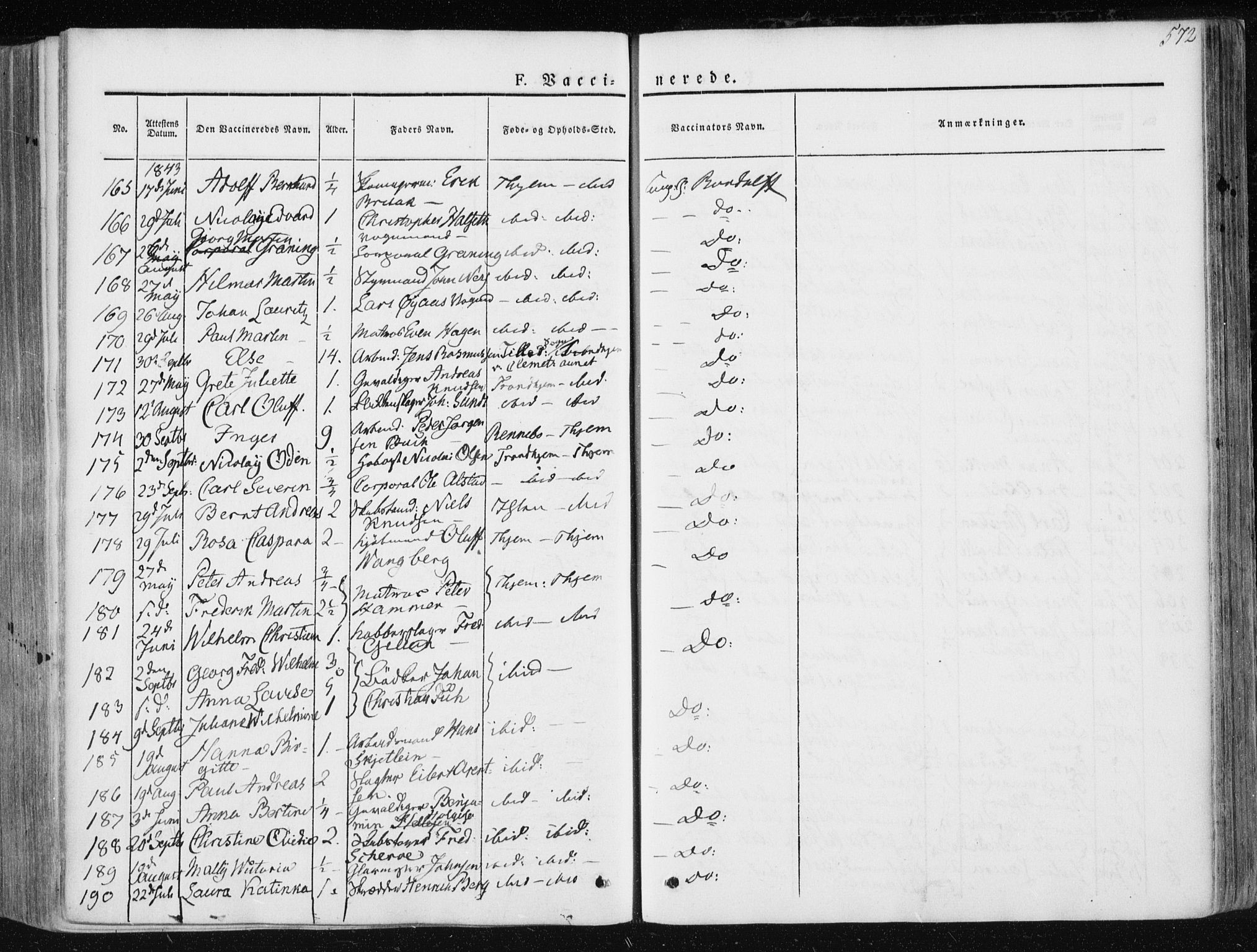 Ministerialprotokoller, klokkerbøker og fødselsregistre - Sør-Trøndelag, SAT/A-1456/601/L0049: Parish register (official) no. 601A17, 1839-1847, p. 572