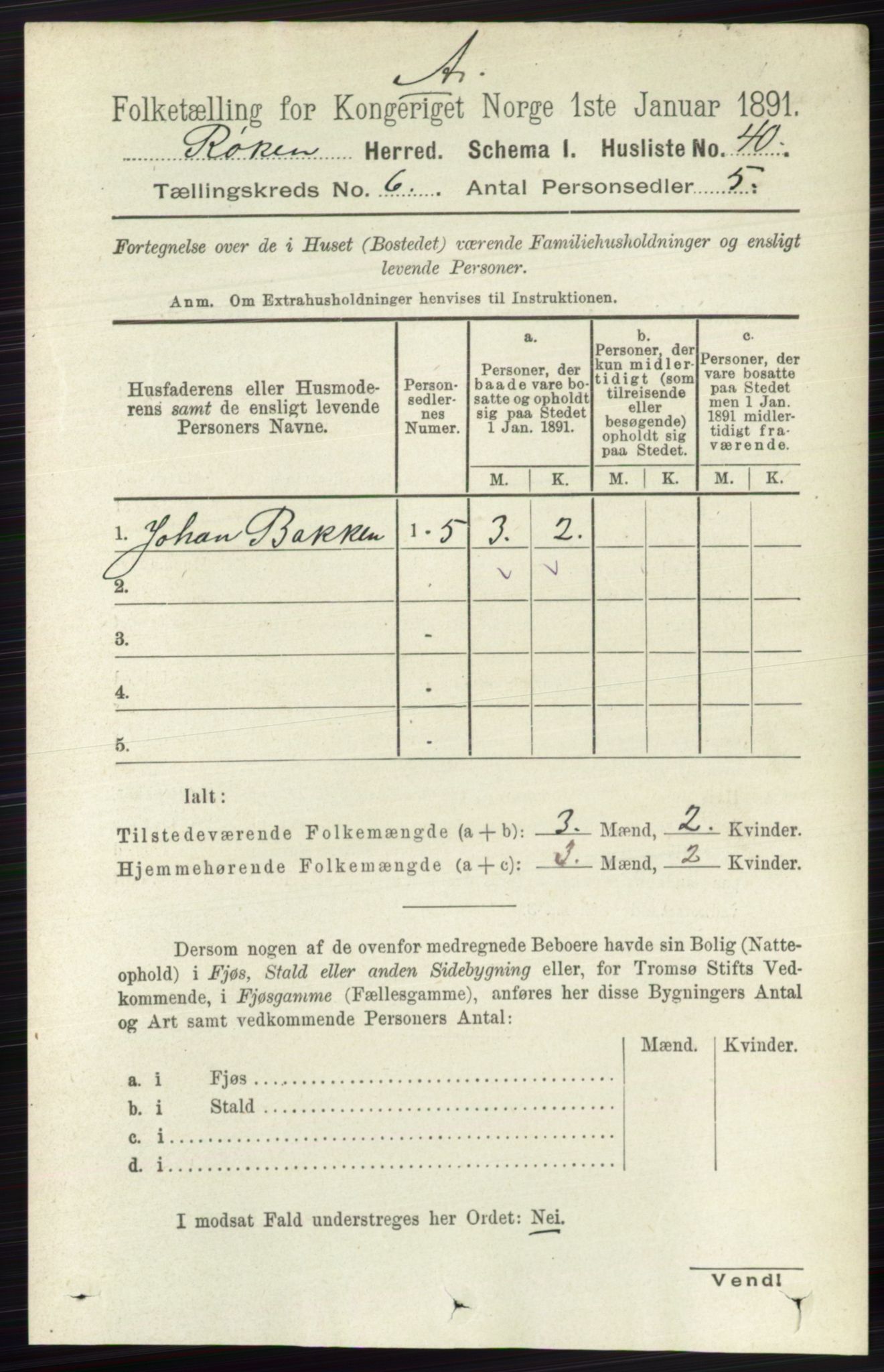 RA, 1891 census for 0627 Røyken, 1891, p. 3583