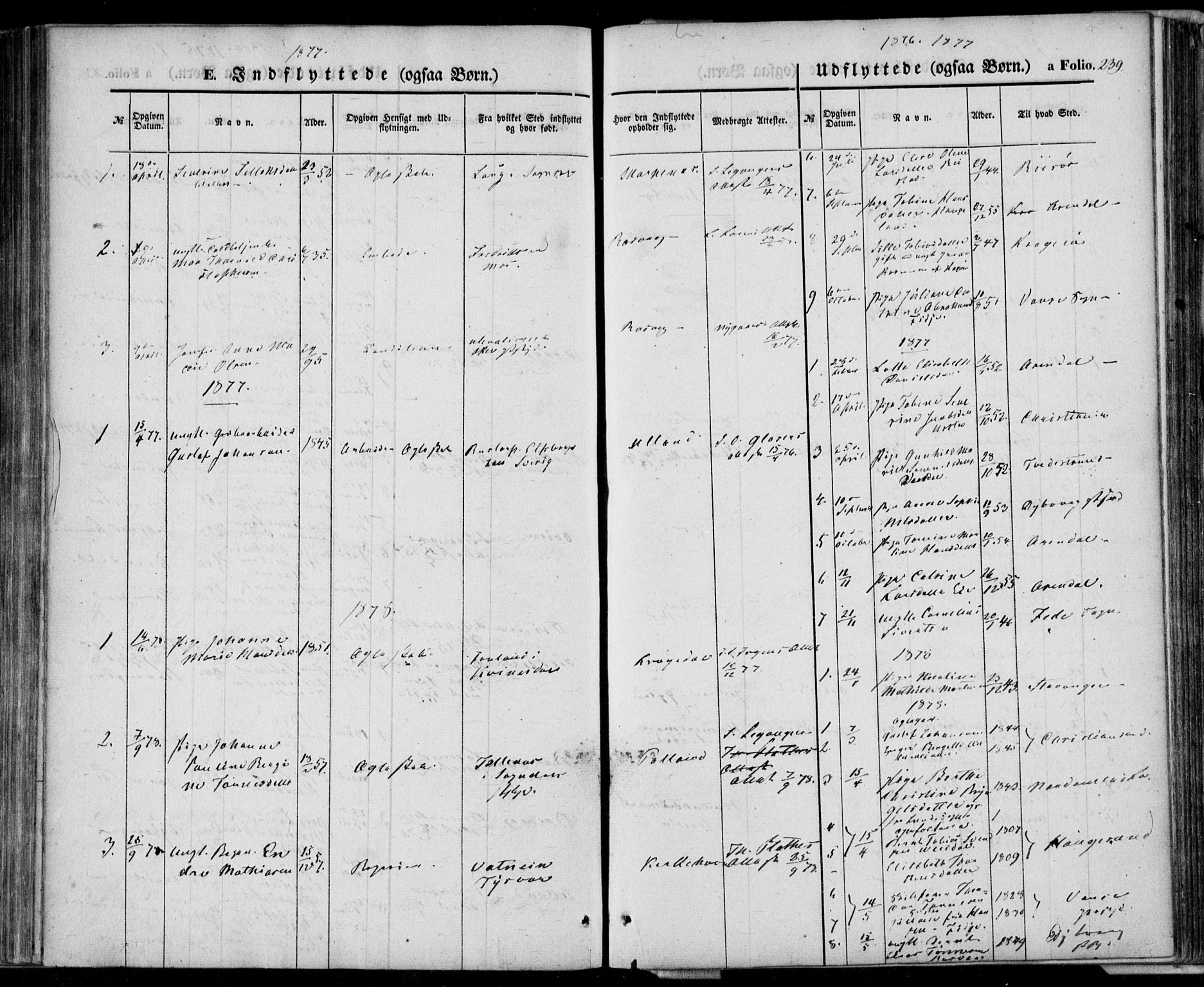 Flekkefjord sokneprestkontor, AV/SAK-1111-0012/F/Fa/Fab/L0004: Parish register (official) no. A 4, 1850-1875, p. 239