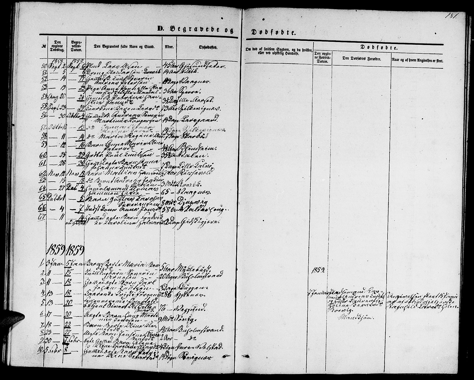 Ministerialprotokoller, klokkerbøker og fødselsregistre - Møre og Romsdal, SAT/A-1454/528/L0427: Parish register (copy) no. 528C08, 1855-1864, p. 181