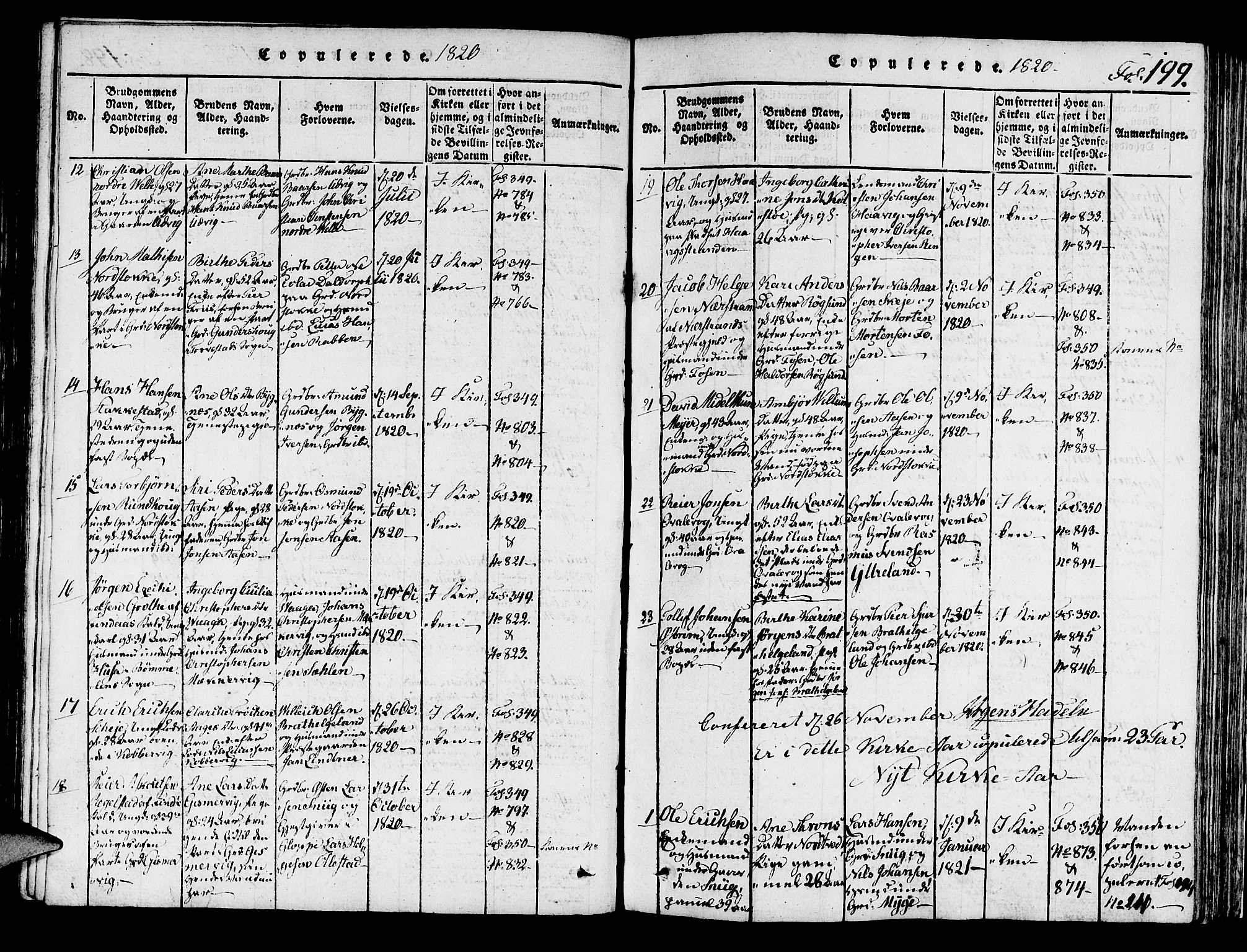 Avaldsnes sokneprestkontor, SAST/A -101851/H/Ha/Haa/L0004: Parish register (official) no. A 4, 1816-1825, p. 199