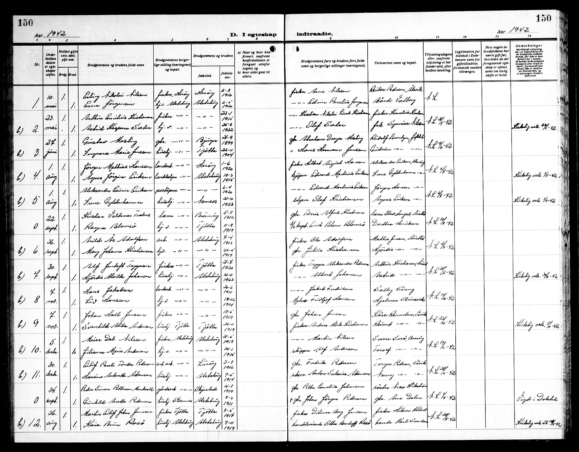 Ministerialprotokoller, klokkerbøker og fødselsregistre - Nordland, AV/SAT-A-1459/830/L0466: Parish register (copy) no. 830C08, 1920-1945, p. 150