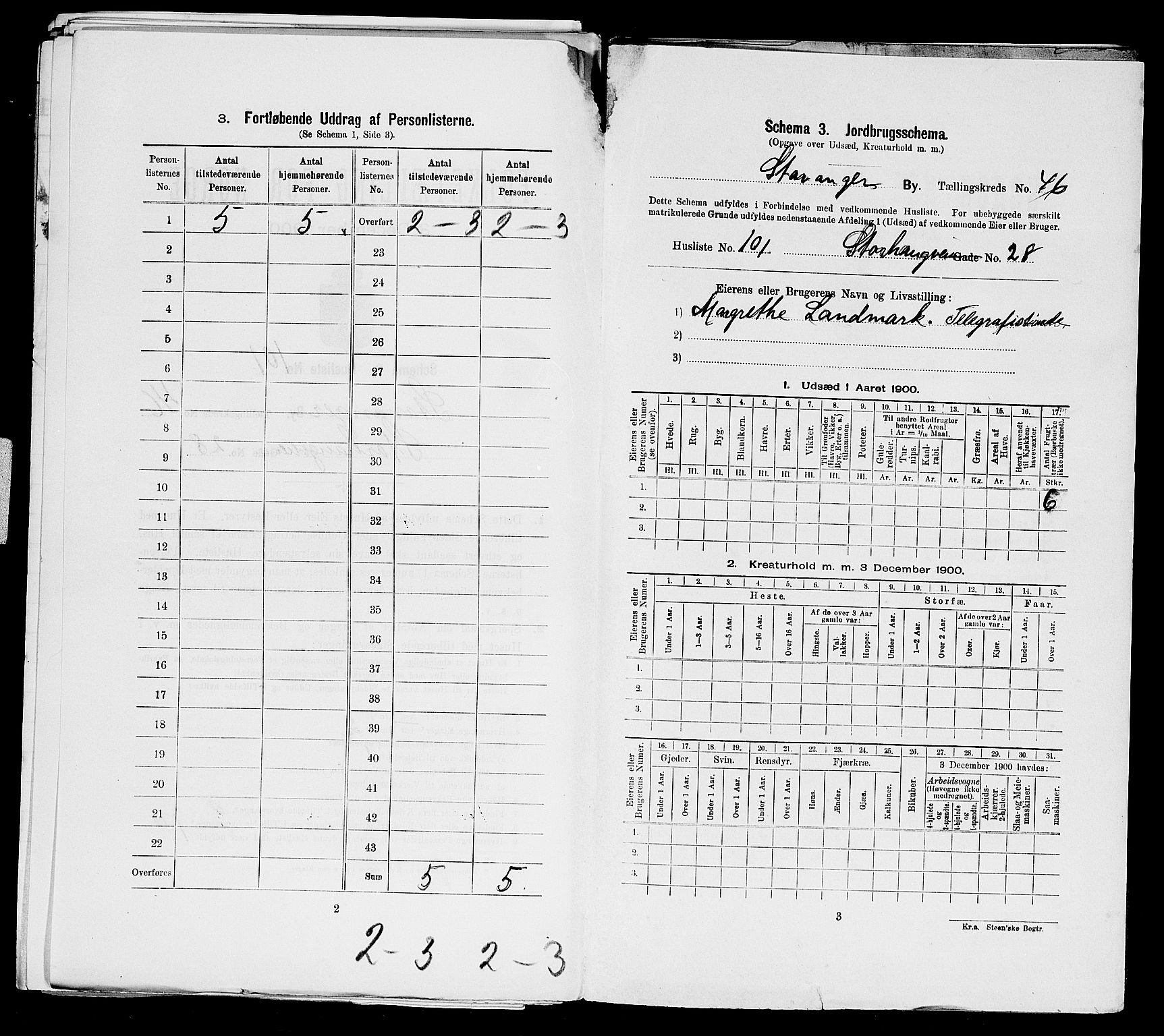 SAST, 1900 census for Stavanger, 1900, p. 19827