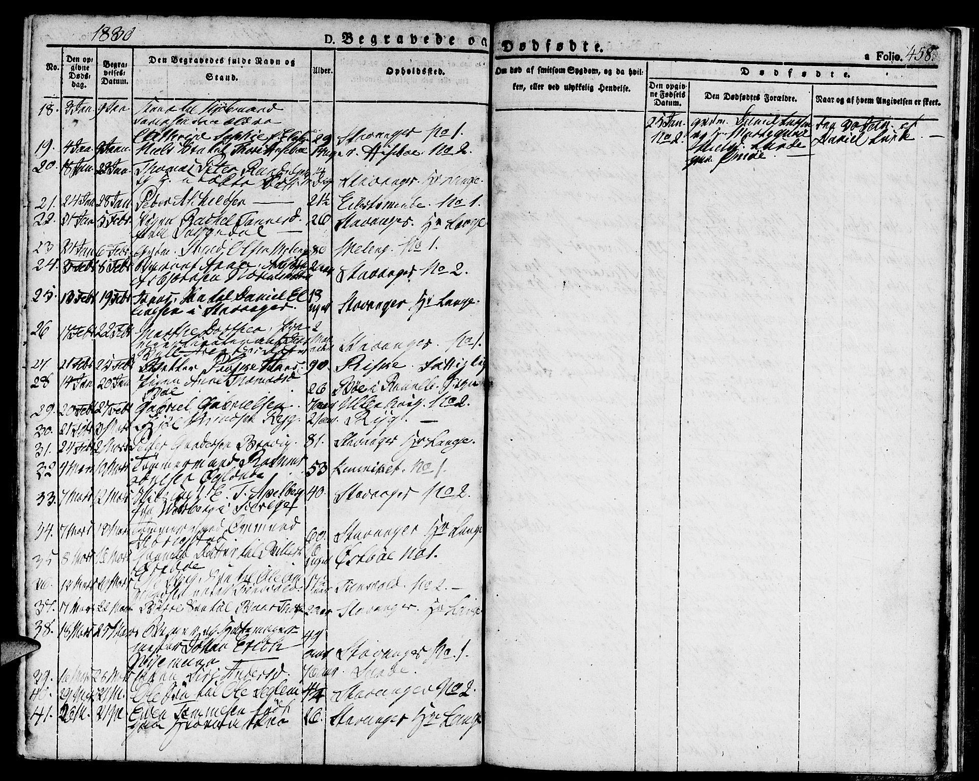 Domkirken sokneprestkontor, SAST/A-101812/001/30/30BA/L0009: Parish register (official) no. A 9, 1821-1832, p. 458