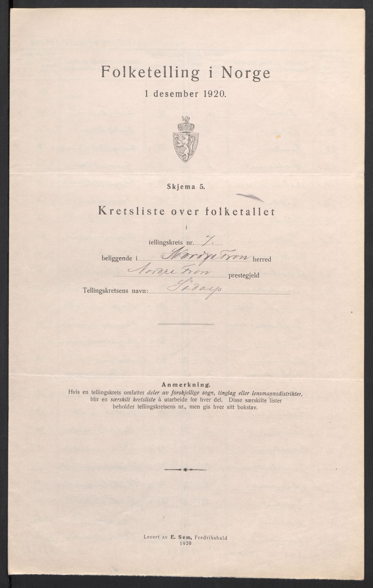 SAH, 1920 census for Nord-Fron, 1920, p. 24