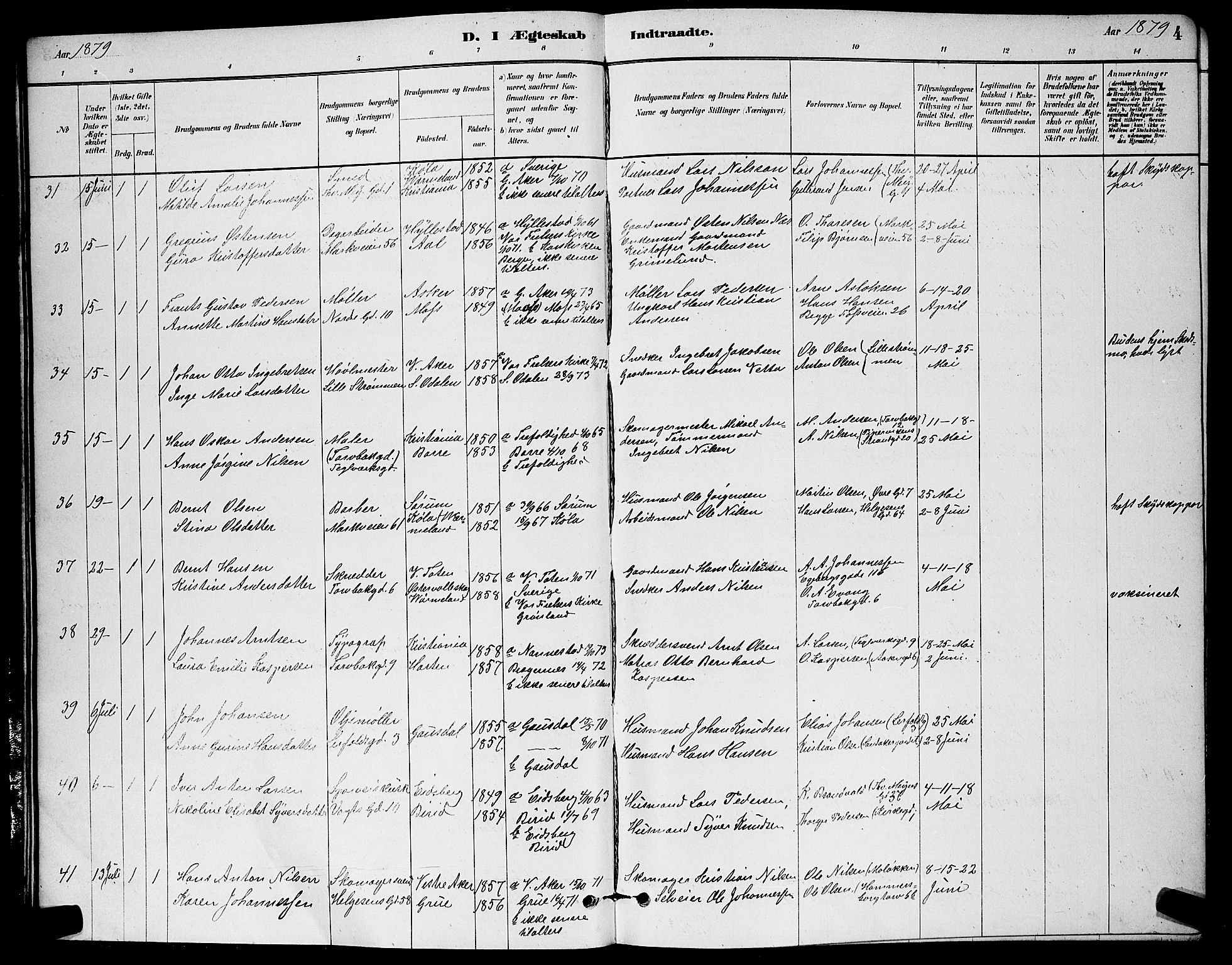 Paulus prestekontor Kirkebøker, AV/SAO-A-10871/G/Ga/L0005: Parish register (copy) no. 5, 1879-1893, p. 4