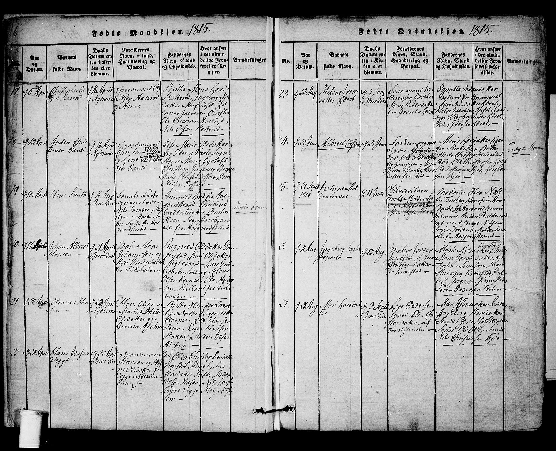 Borre kirkebøker, AV/SAKO-A-338/F/Fa/L0004: Parish register (official) no. I 4, 1815-1845, p. 6-7