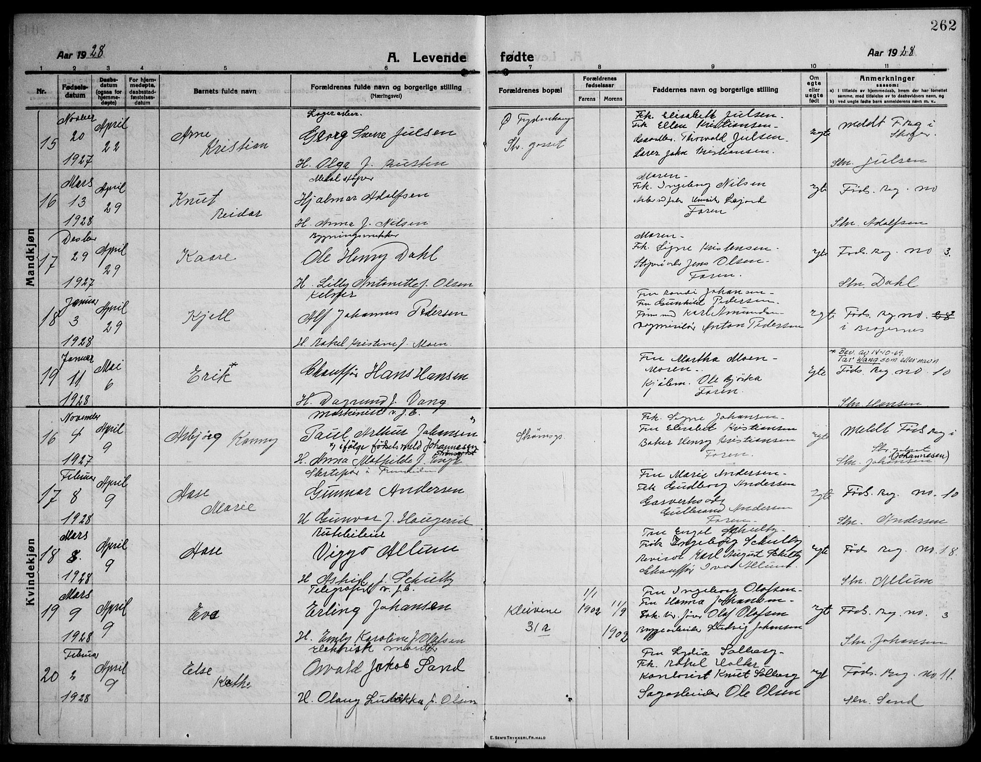 Strømsø kirkebøker, AV/SAKO-A-246/F/Fa/L0029: Parish register (official) no. I 27, 1915-1930, p. 262