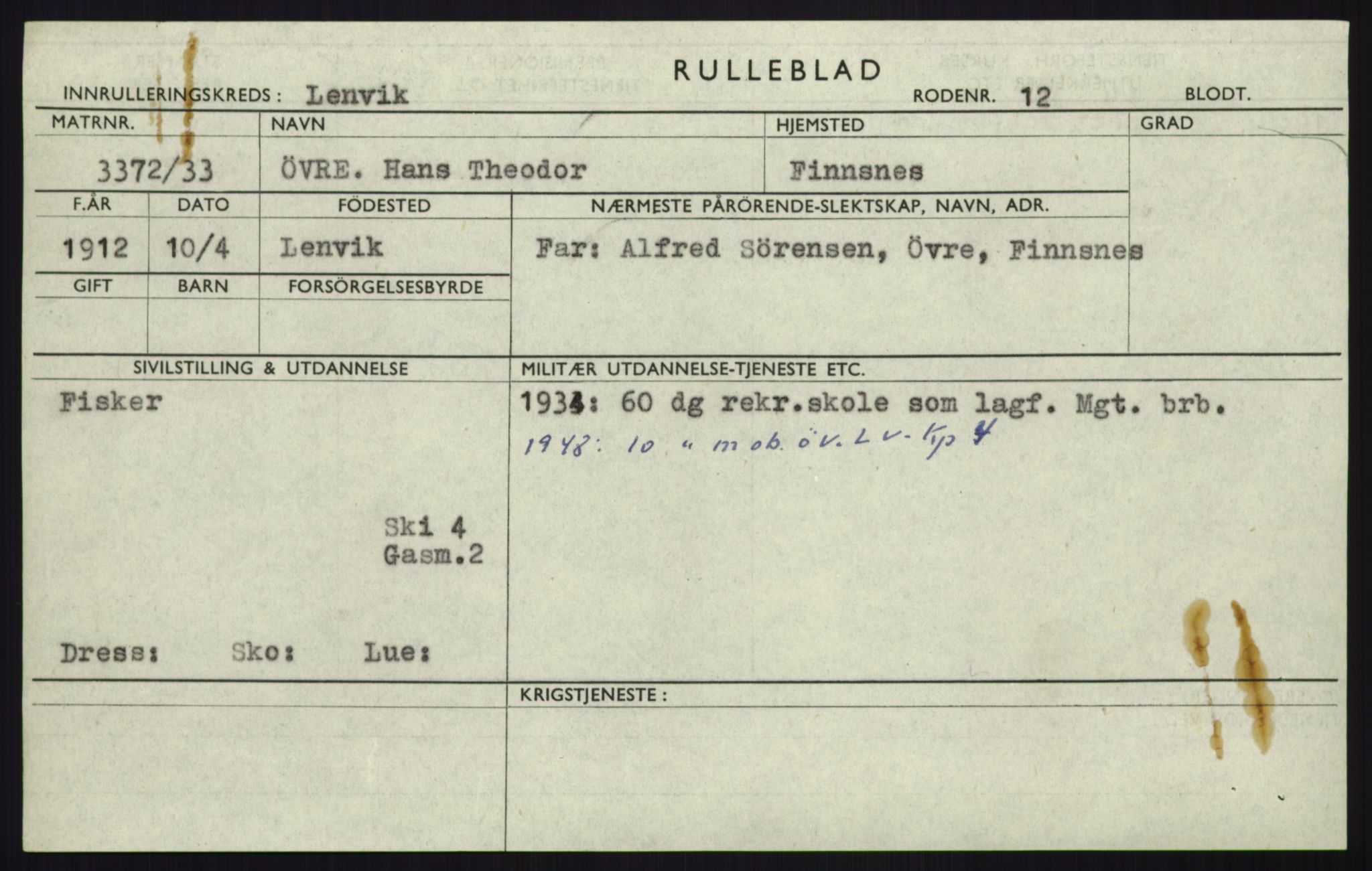 Forsvaret, Troms infanteriregiment nr. 16, AV/RA-RAFA-3146/P/Pa/L0017: Rulleblad for regimentets menige mannskaper, årsklasse 1933, 1933, p. 1373