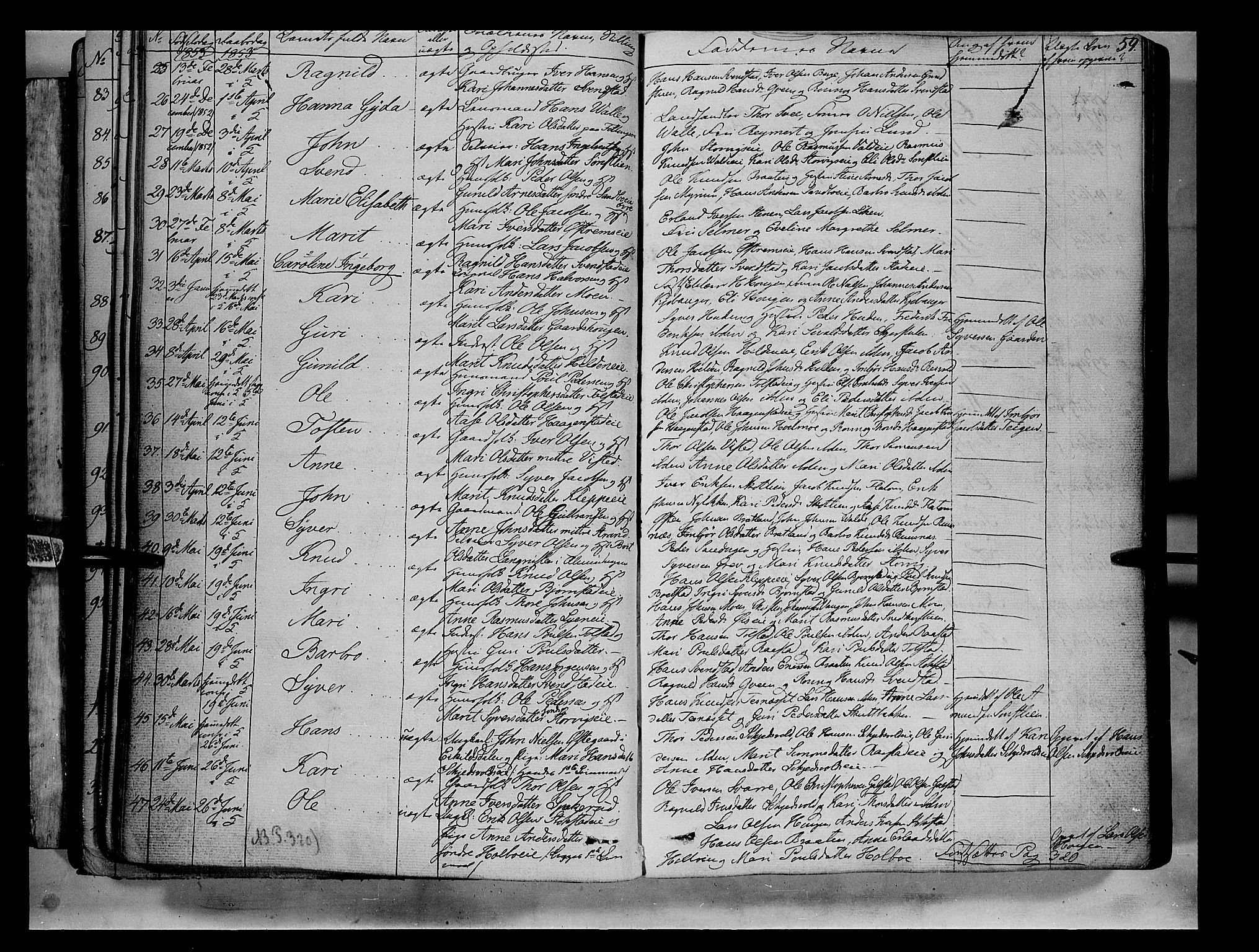 Vågå prestekontor, SAH/PREST-076/H/Ha/Haa/L0005: Parish register (official) no. 5 /1, 1842-1856, p. 59