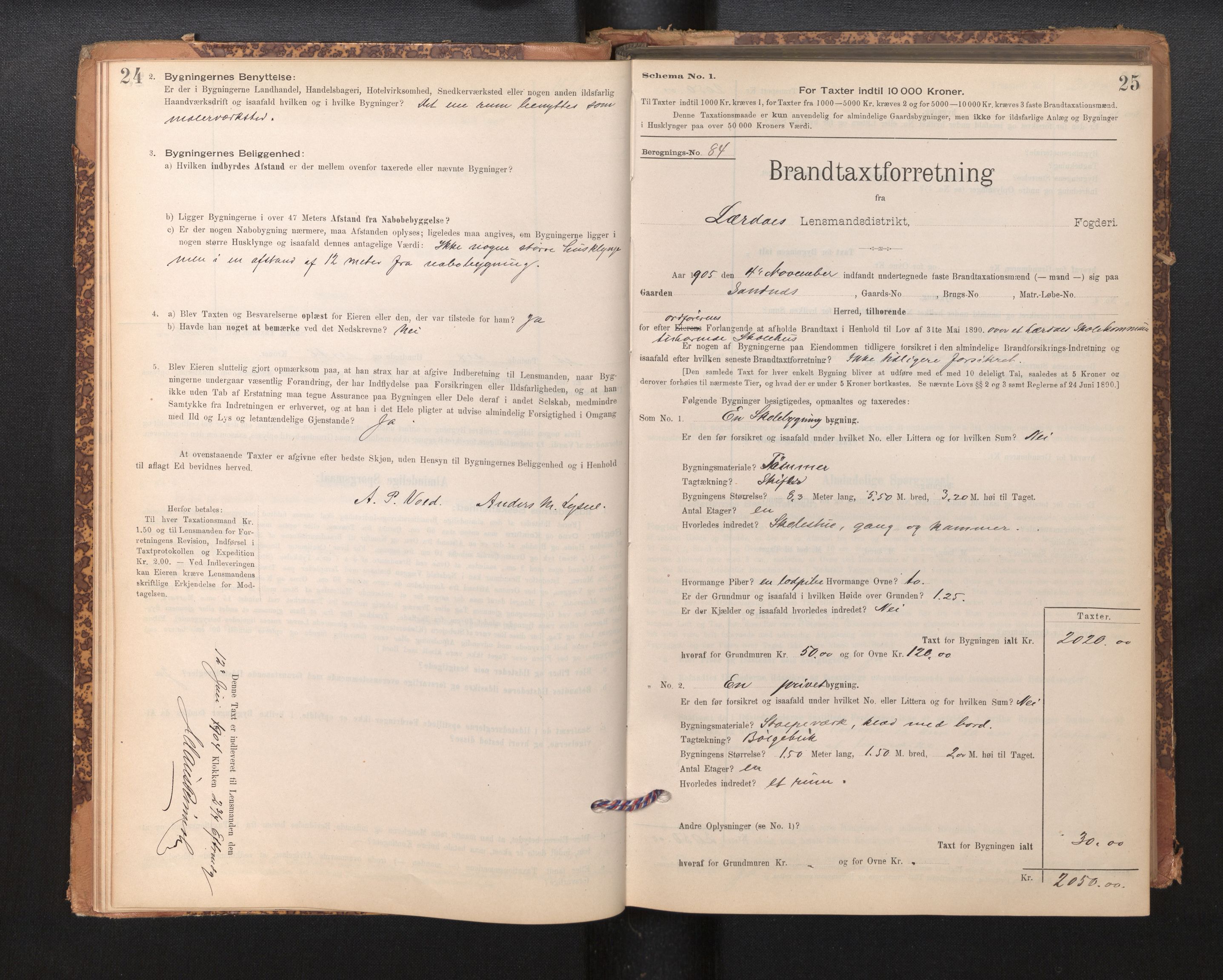Lensmannen i Lærdal, SAB/A-29401/0012/L0006: Branntakstprotokoll, skjematakst, 1896-1947, p. 24-25
