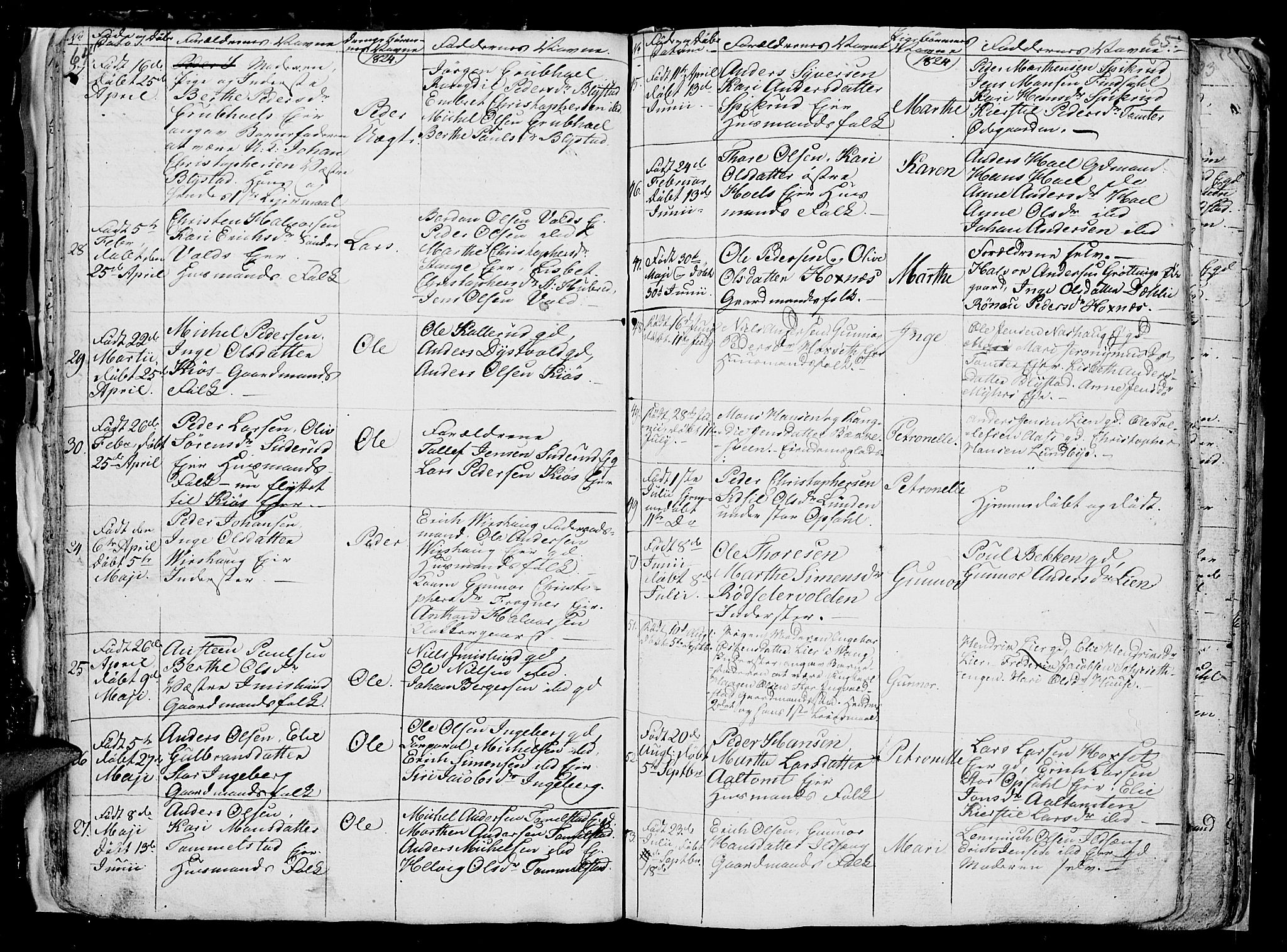 Vang prestekontor, Hedmark, AV/SAH-PREST-008/H/Ha/Hab/L0006: Parish register (copy) no. 6, 1819-1832, p. 64-65