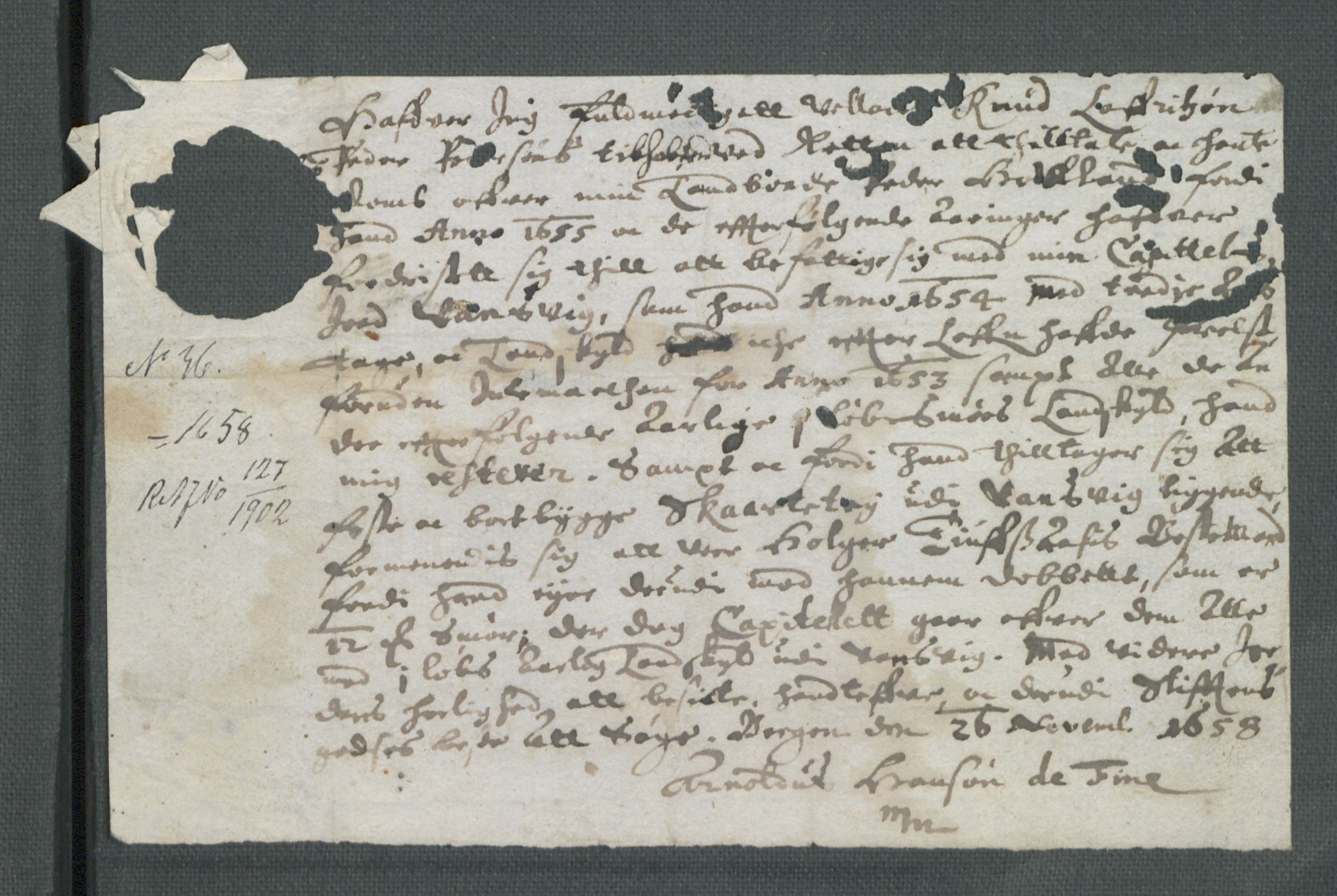 Riksarkivets diplomsamling, AV/RA-EA-5965/F02/L0168: Dokumenter, 1658-1660, p. 54