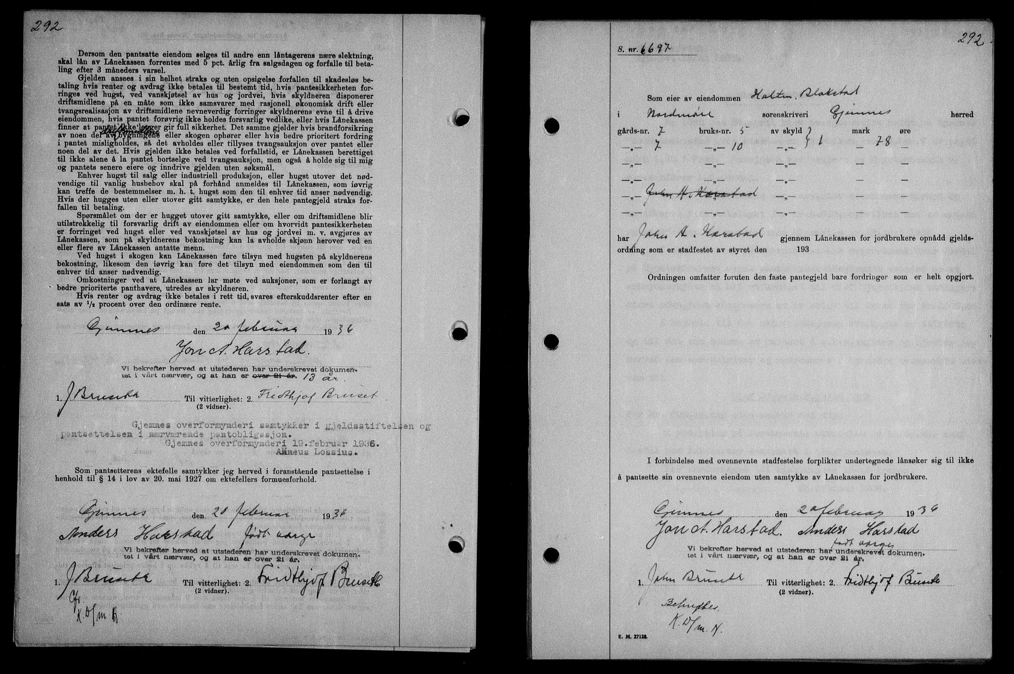 Nordmøre sorenskriveri, AV/SAT-A-4132/1/2/2Ca/L0087: Mortgage book no. 77, 1935-1936, Deed date: 22.02.1936