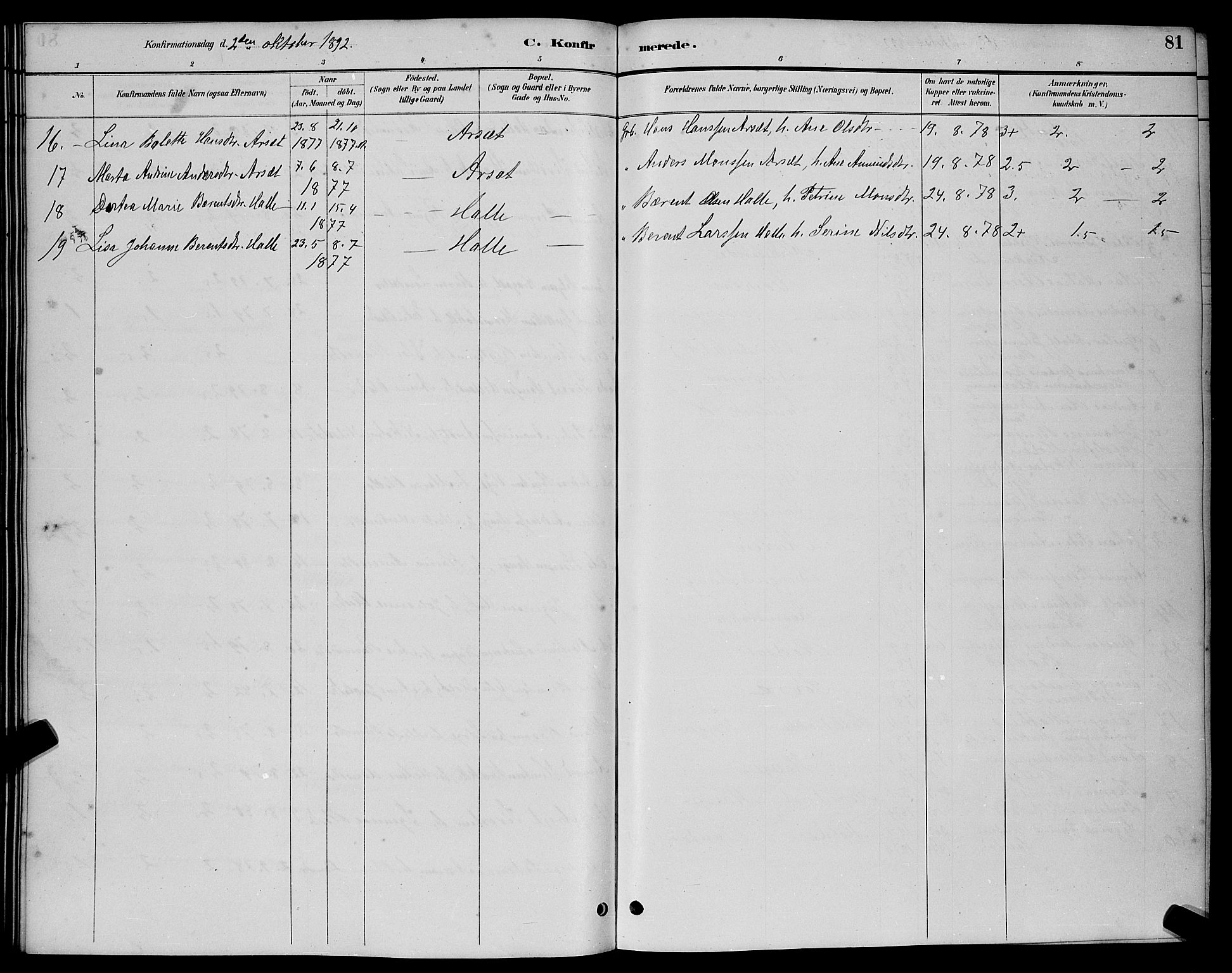 Ministerialprotokoller, klokkerbøker og fødselsregistre - Møre og Romsdal, AV/SAT-A-1454/503/L0048: Parish register (copy) no. 503C03, 1885-1893, p. 81