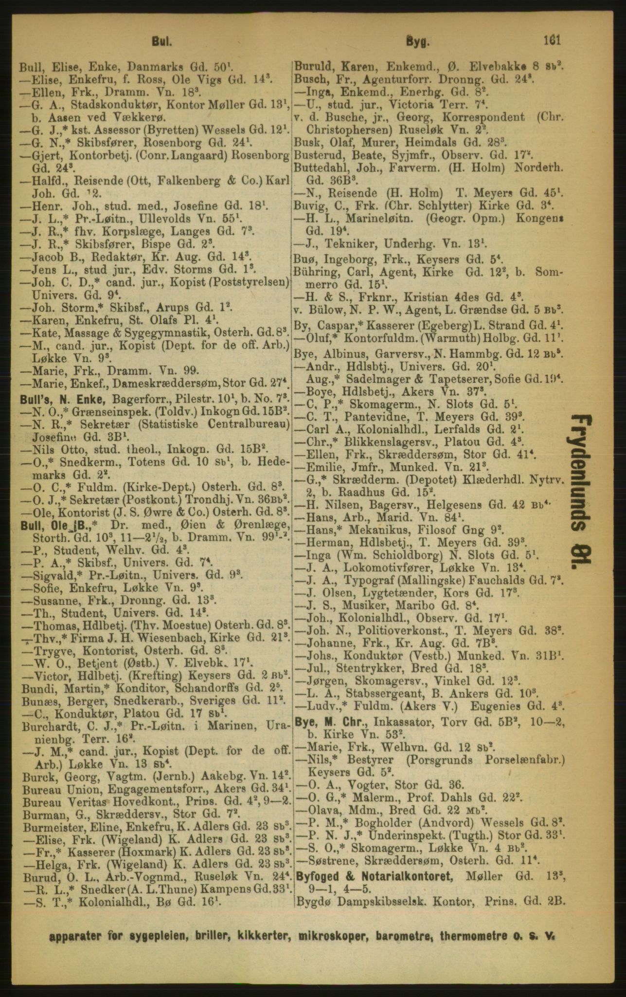 Kristiania/Oslo adressebok, PUBL/-, 1889, p. 161