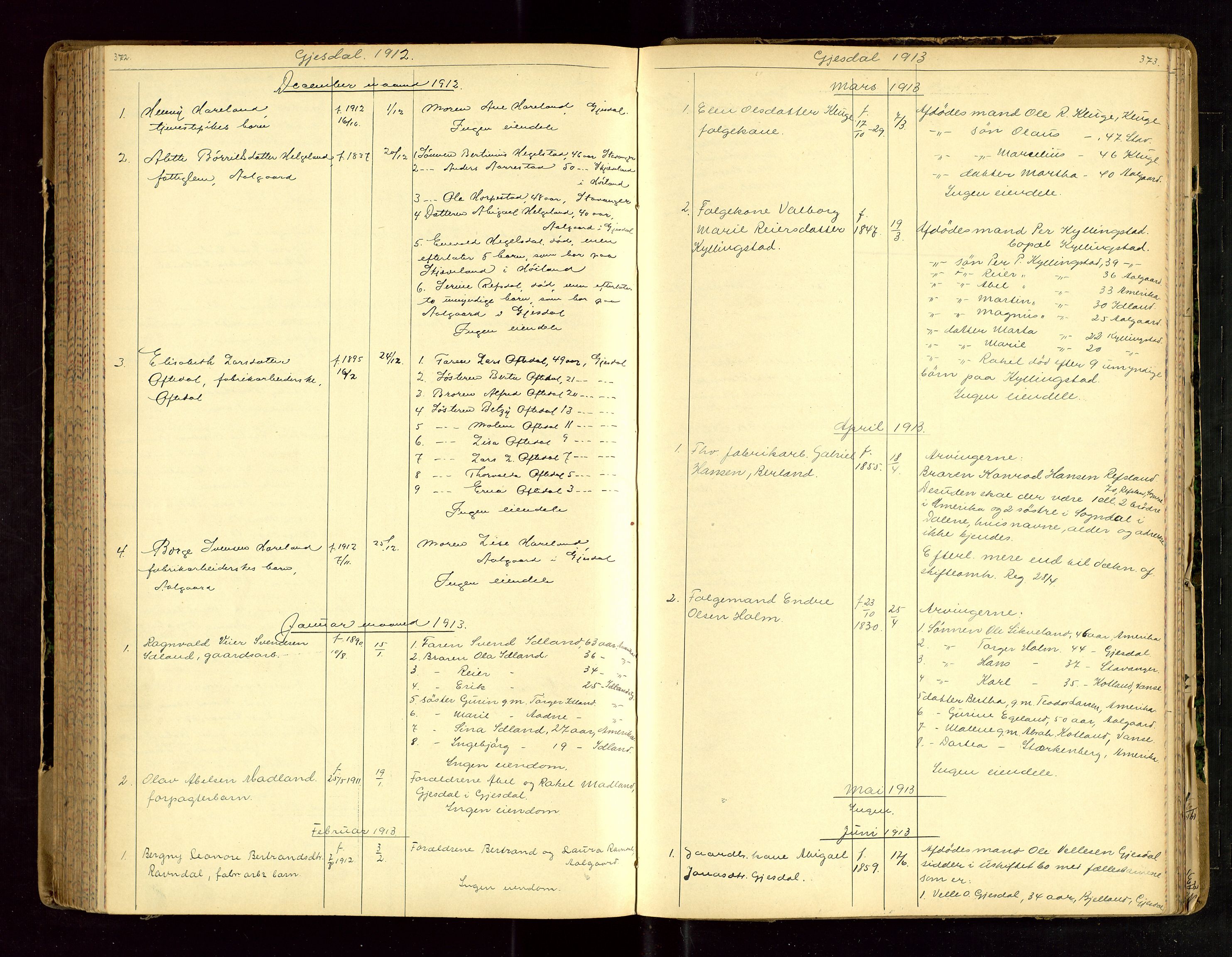 Jæren sorenskriveri, AV/SAST-A-100310/01/5/52/52B/L0003: DØDSFALLPROTOKOLL, 1910-1916, p. 372-373