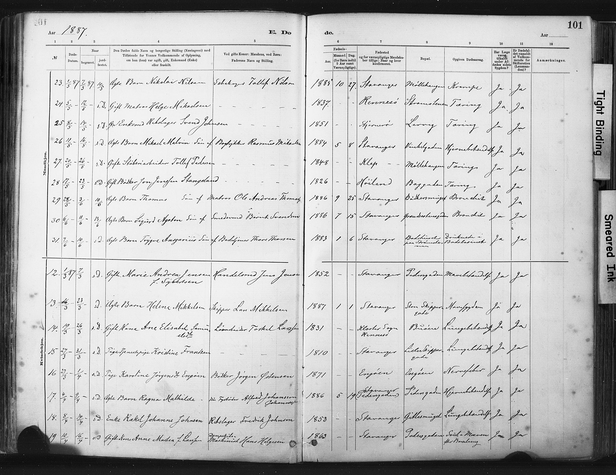 St. Johannes sokneprestkontor, SAST/A-101814/001/30/30BA/L0003: Parish register (official) no. A 3, 1885-1910, p. 101
