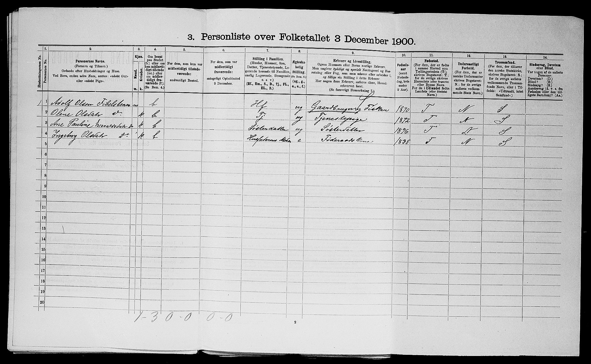 SAST, 1900 census for Haaland, 1900, p. 993