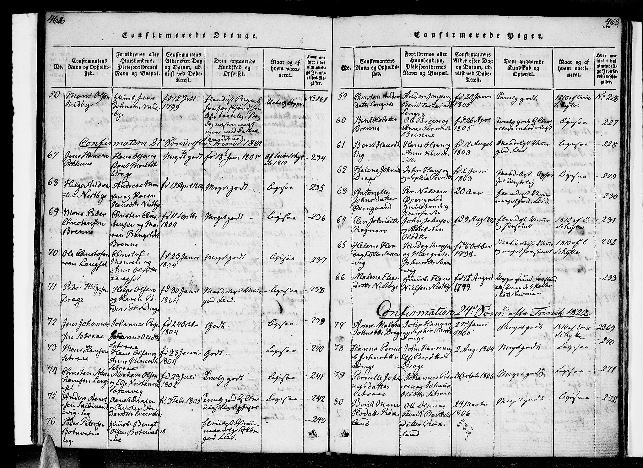 Ministerialprotokoller, klokkerbøker og fødselsregistre - Nordland, SAT/A-1459/847/L0665: Parish register (official) no. 847A05, 1818-1841, p. 462-463
