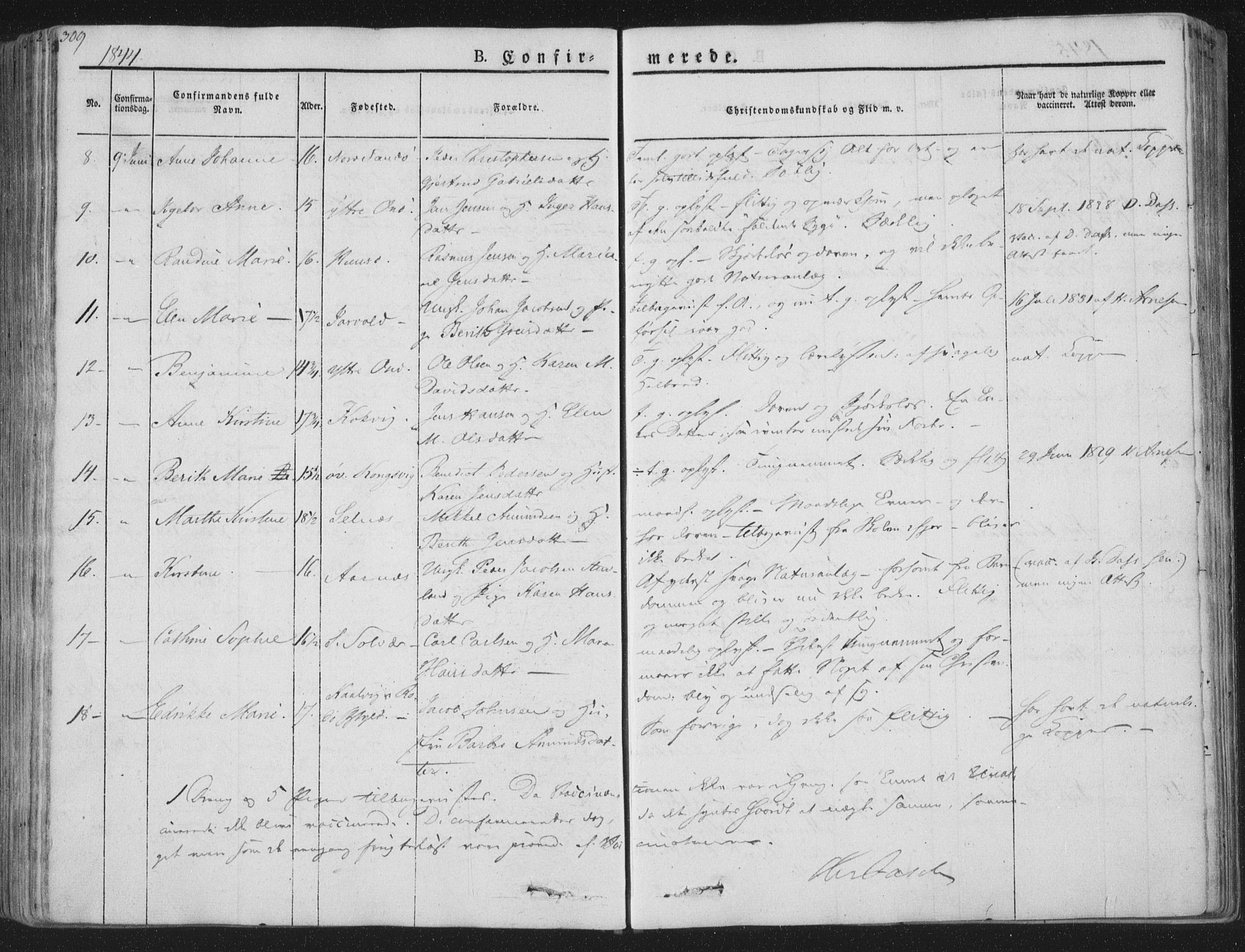 Ministerialprotokoller, klokkerbøker og fødselsregistre - Nordland, SAT/A-1459/839/L0565: Parish register (official) no. 839A02, 1825-1862, p. 309