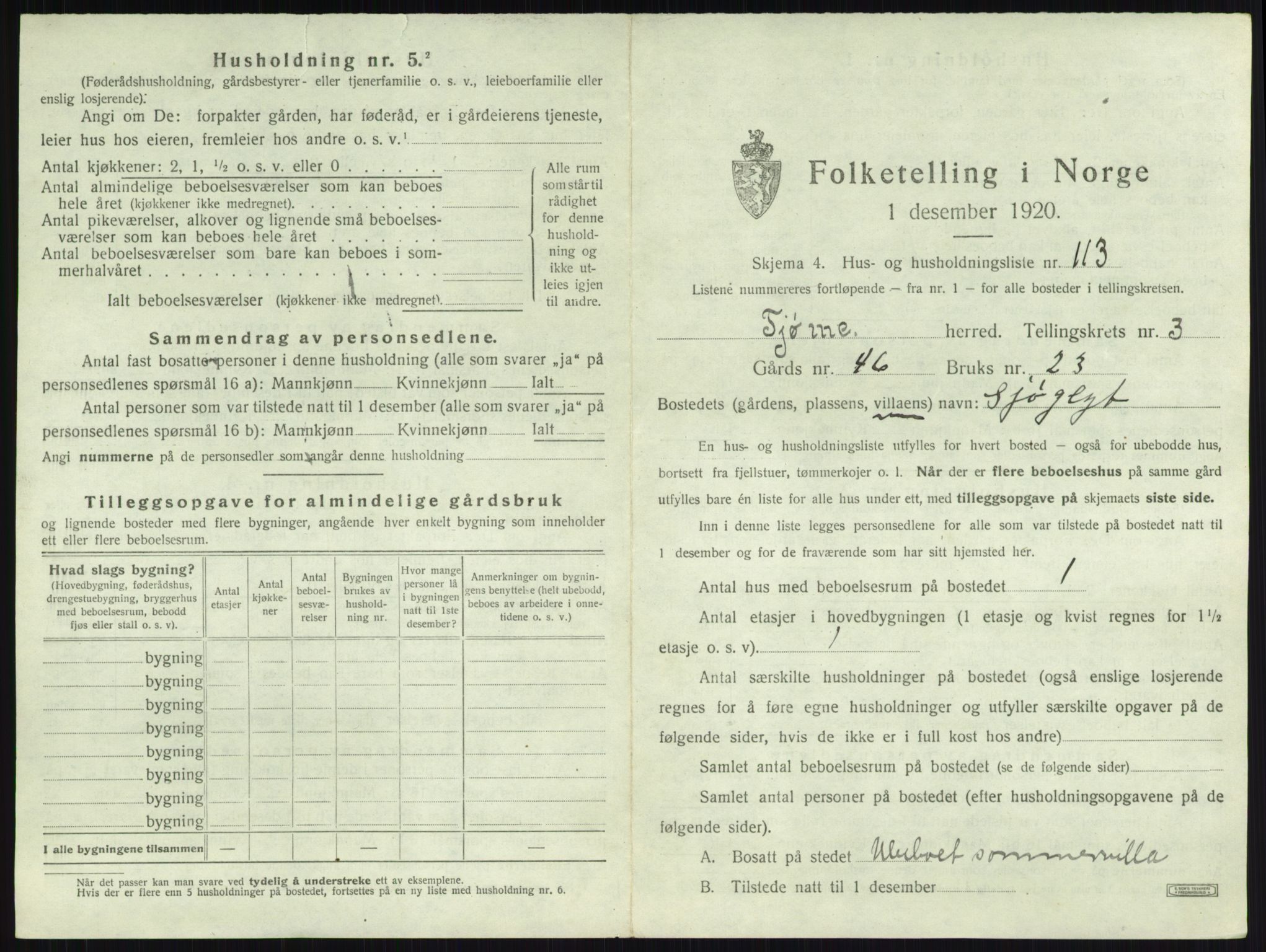 SAKO, 1920 census for Tjøme, 1920, p. 1134