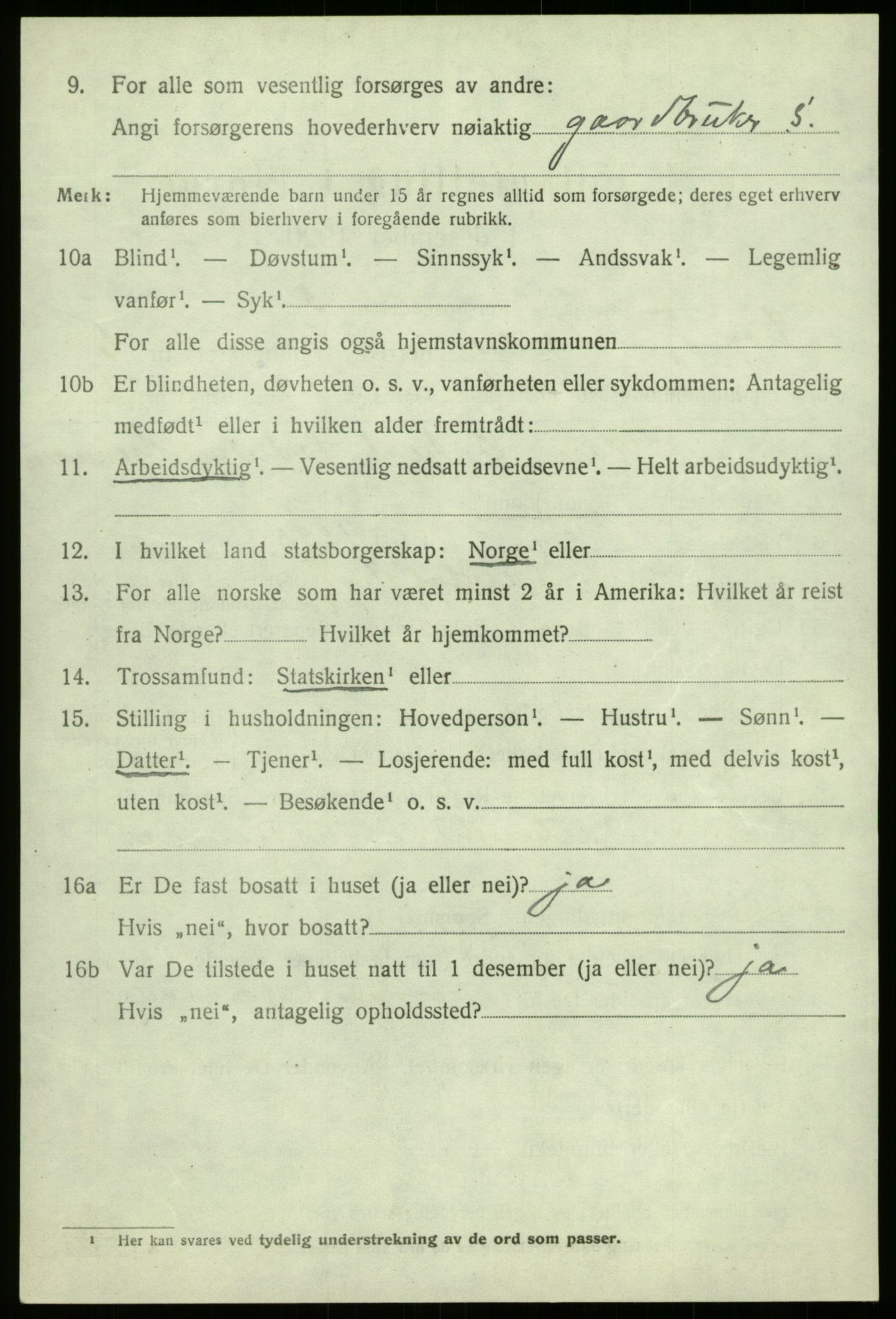 SAB, 1920 census for Lærdal, 1920, p. 2743