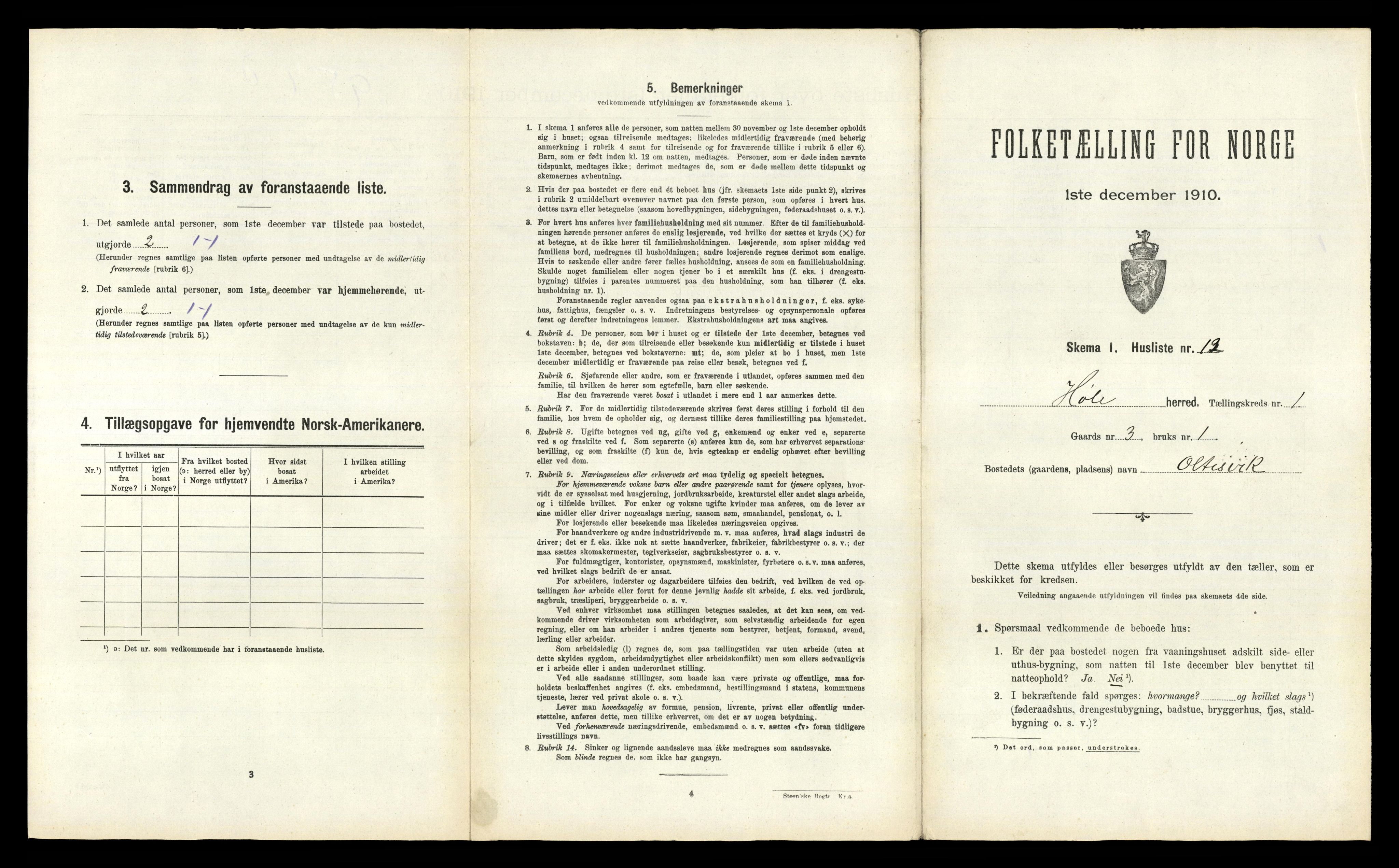 RA, 1910 census for Høle, 1910, p. 54