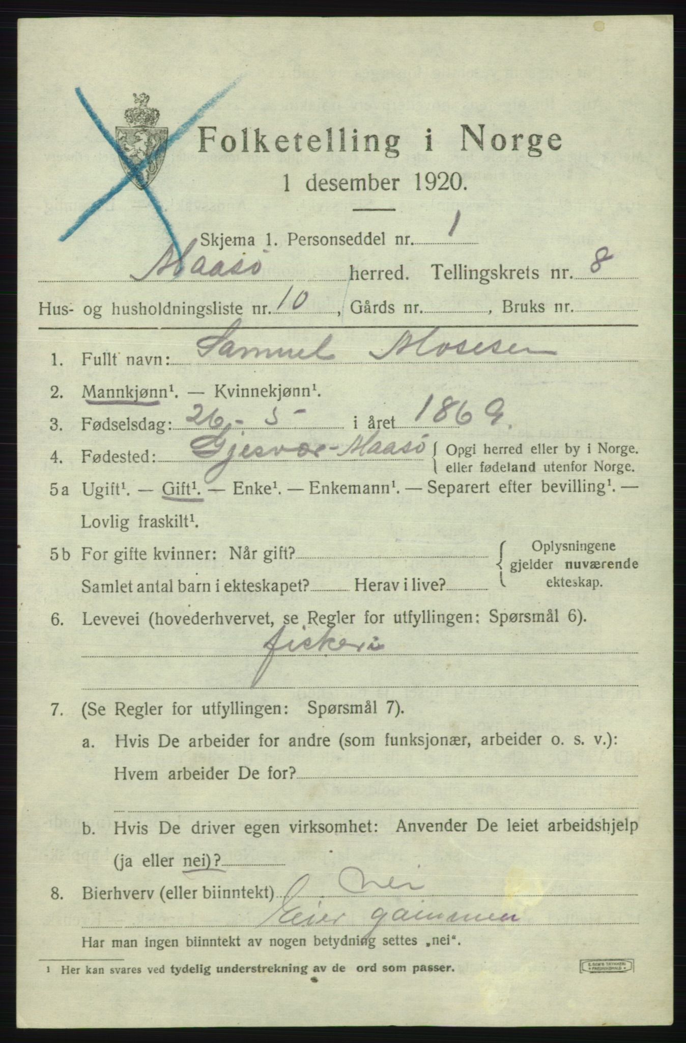 SATØ, 1920 census for Måsøy, 1920, p. 4056