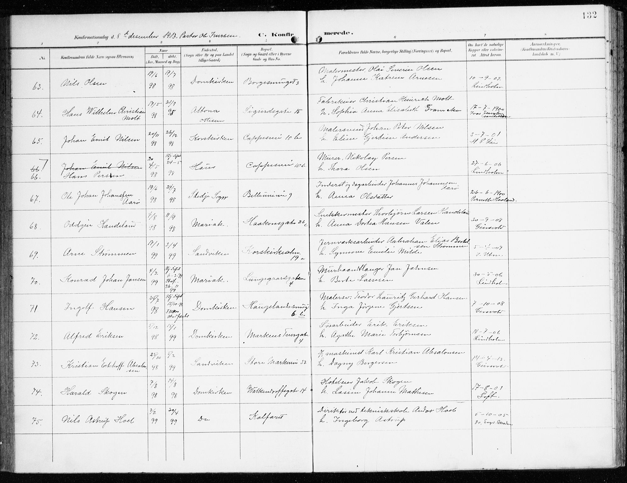 Domkirken sokneprestembete, AV/SAB-A-74801/H/Haa/L0031: Parish register (official) no. C 6, 1898-1915, p. 132