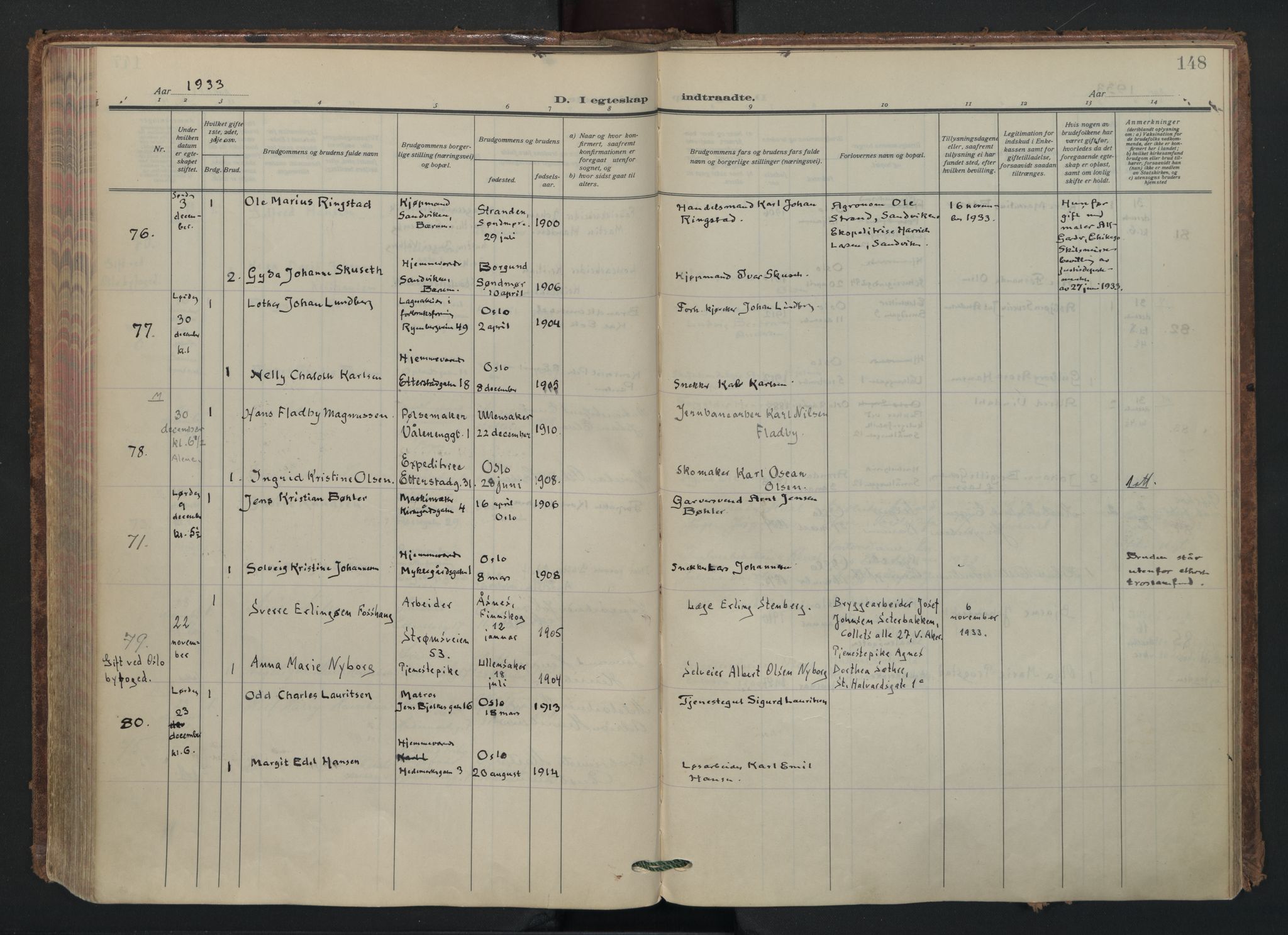 Vålerengen prestekontor Kirkebøker, SAO/A-10878/F/Fa/L0005: Parish register (official) no. 5, 1924-1936, p. 148