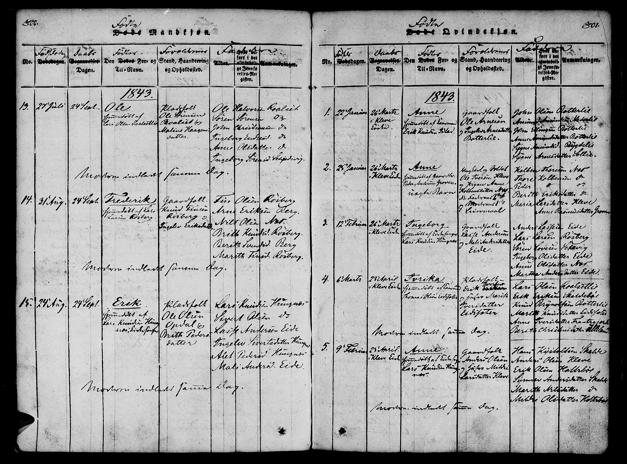 Ministerialprotokoller, klokkerbøker og fødselsregistre - Møre og Romsdal, AV/SAT-A-1454/557/L0679: Parish register (official) no. 557A01, 1818-1843, p. 300-301