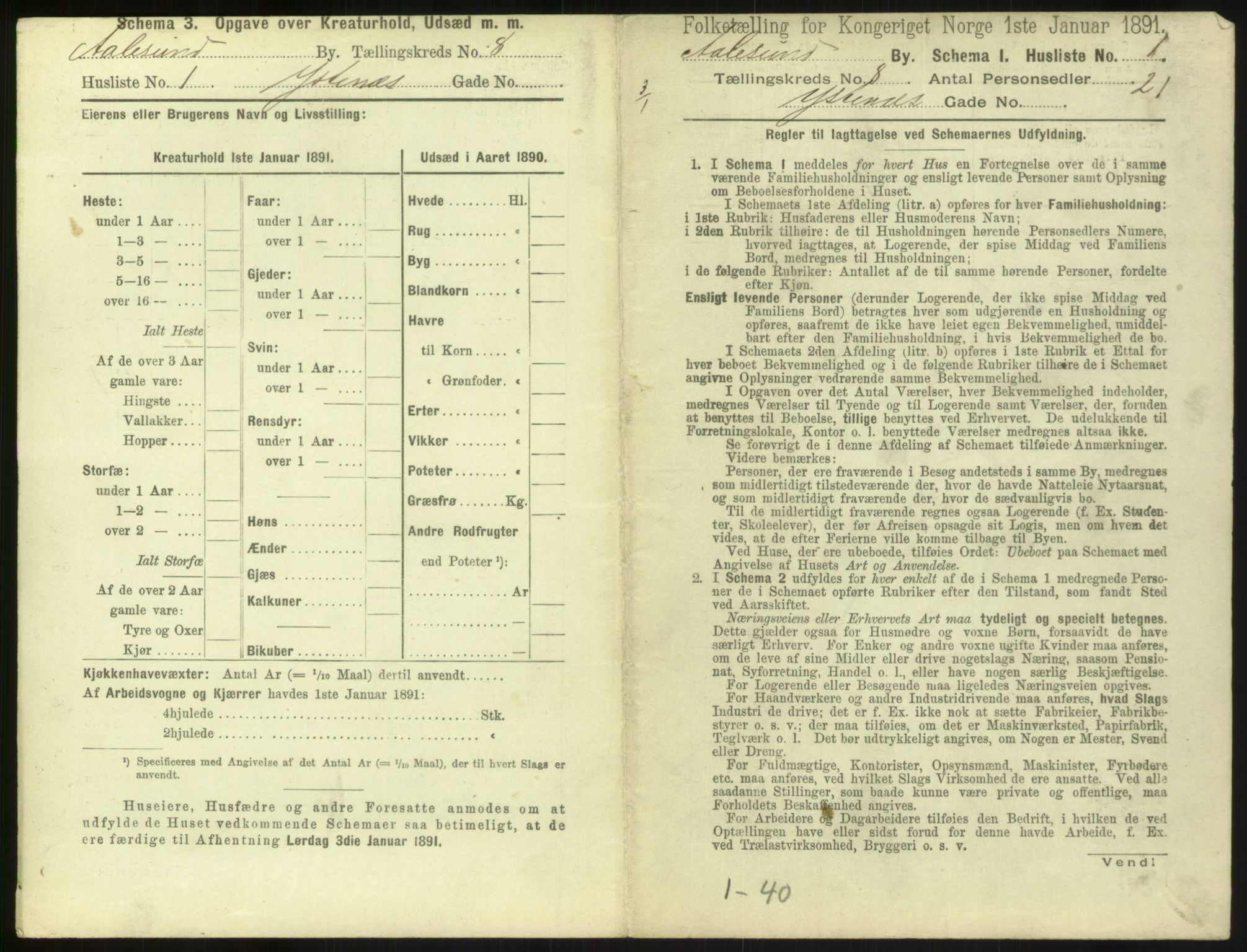 RA, 1891 census for 1501 Ålesund, 1891, p. 608