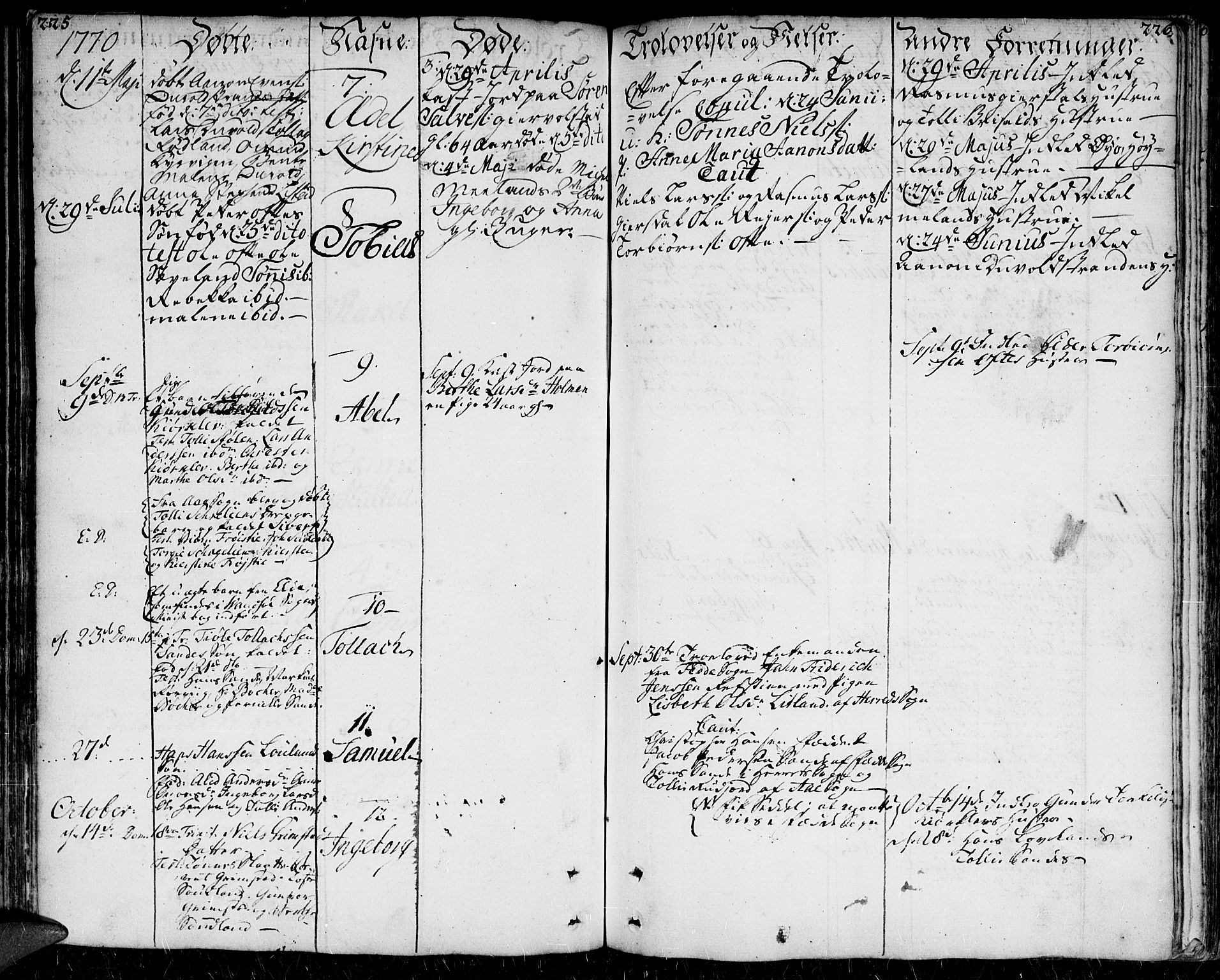 Herad sokneprestkontor, AV/SAK-1111-0018/F/Fa/Faa/L0001: Parish register (official) no. A 1 /1, 1768-1799, p. 225-226