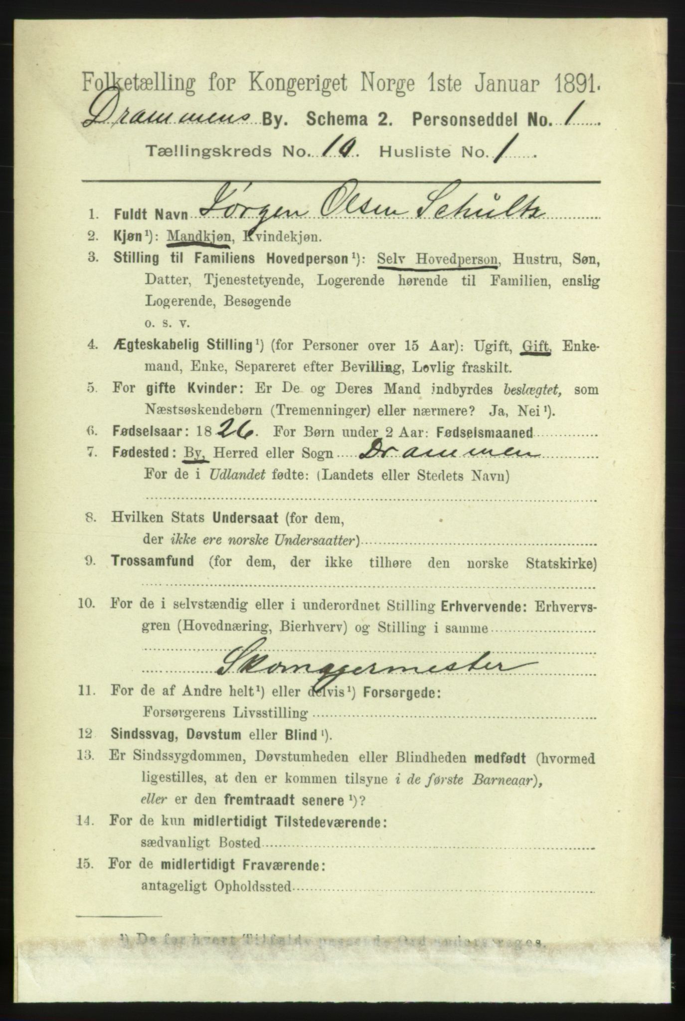 RA, 1891 census for 0602 Drammen, 1891, p. 7912