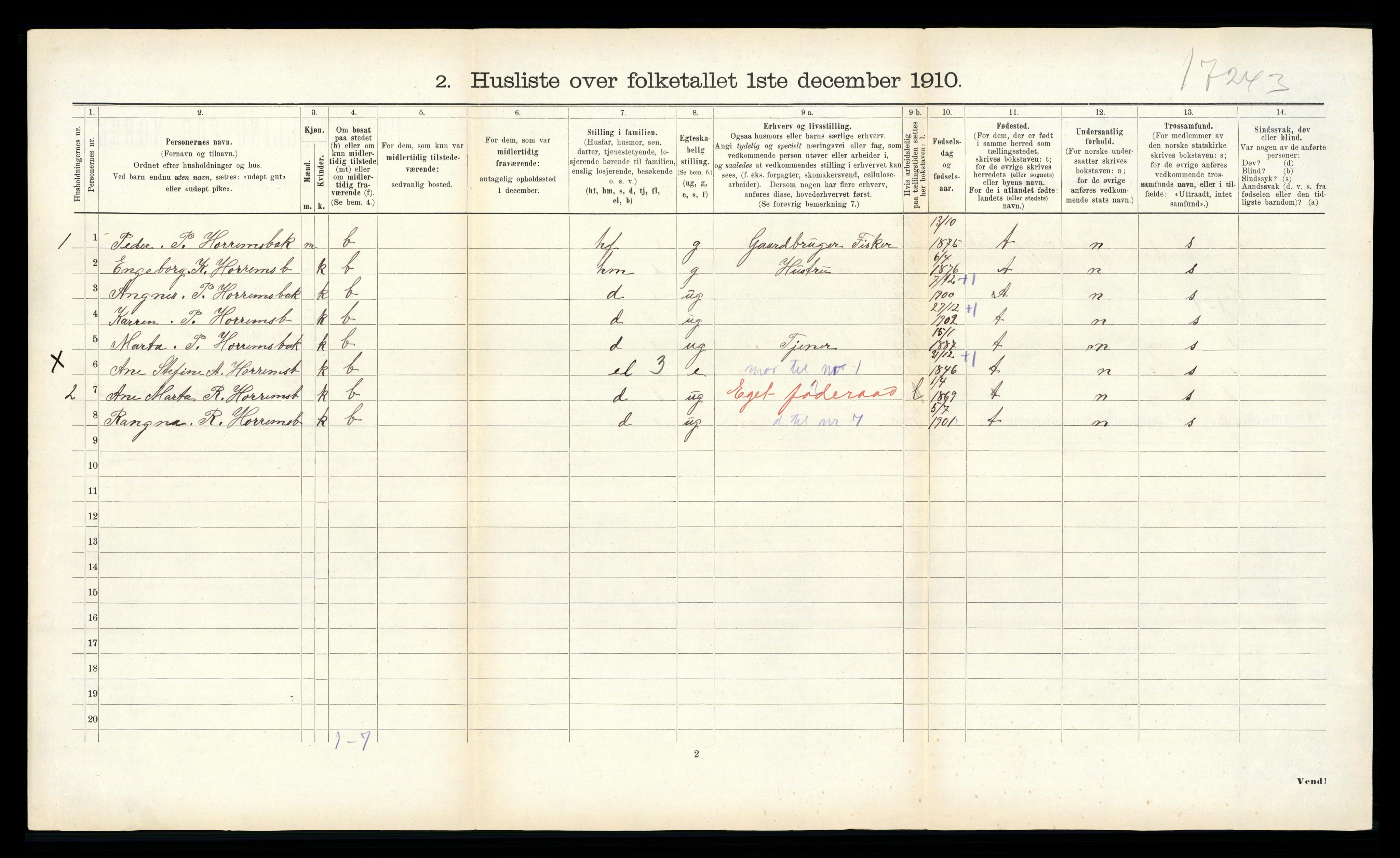 RA, 1910 census for Aukra, 1910, p. 127