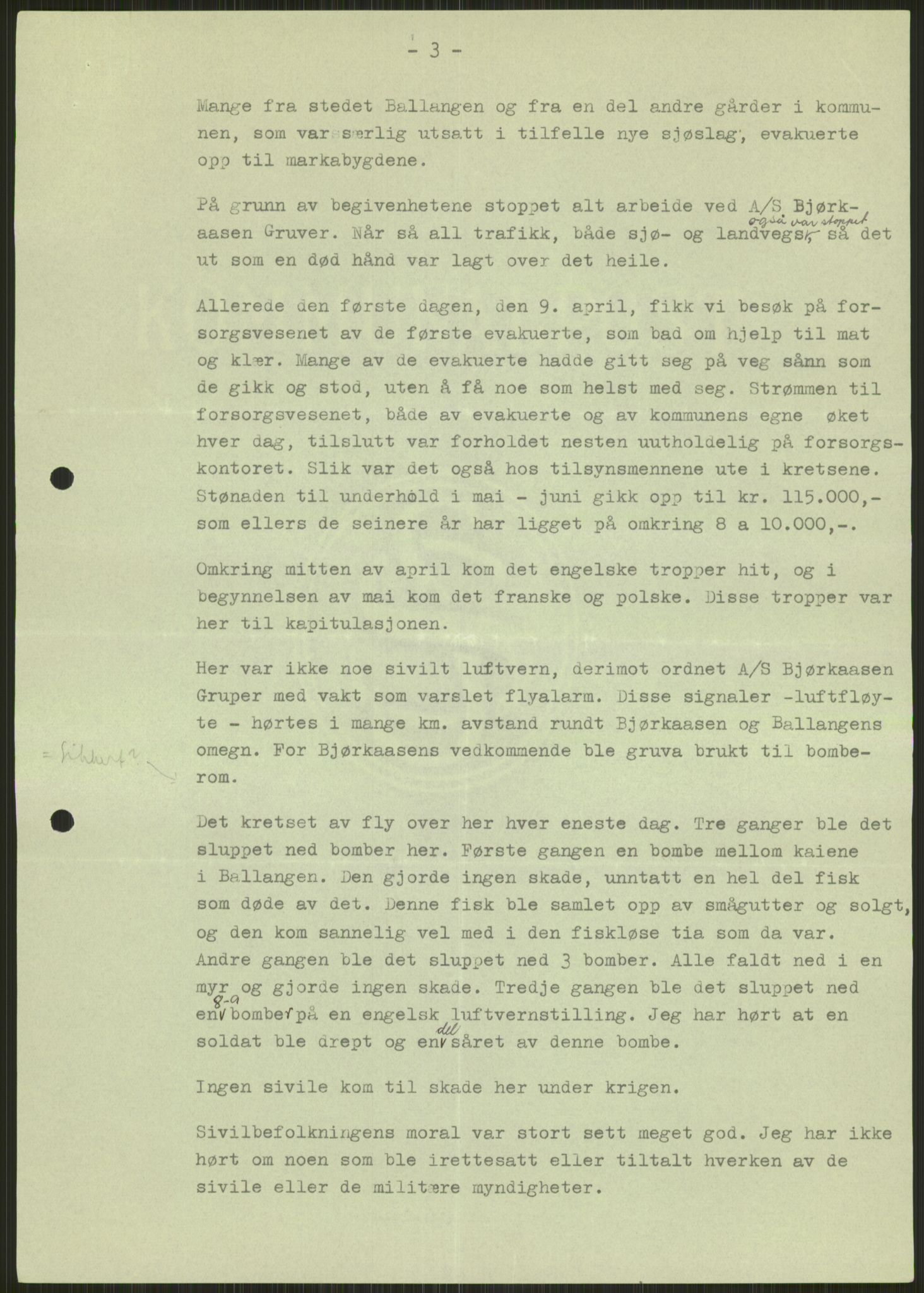 Forsvaret, Forsvarets krigshistoriske avdeling, AV/RA-RAFA-2017/Y/Ya/L0017: II-C-11-31 - Fylkesmenn.  Rapporter om krigsbegivenhetene 1940., 1940, p. 44