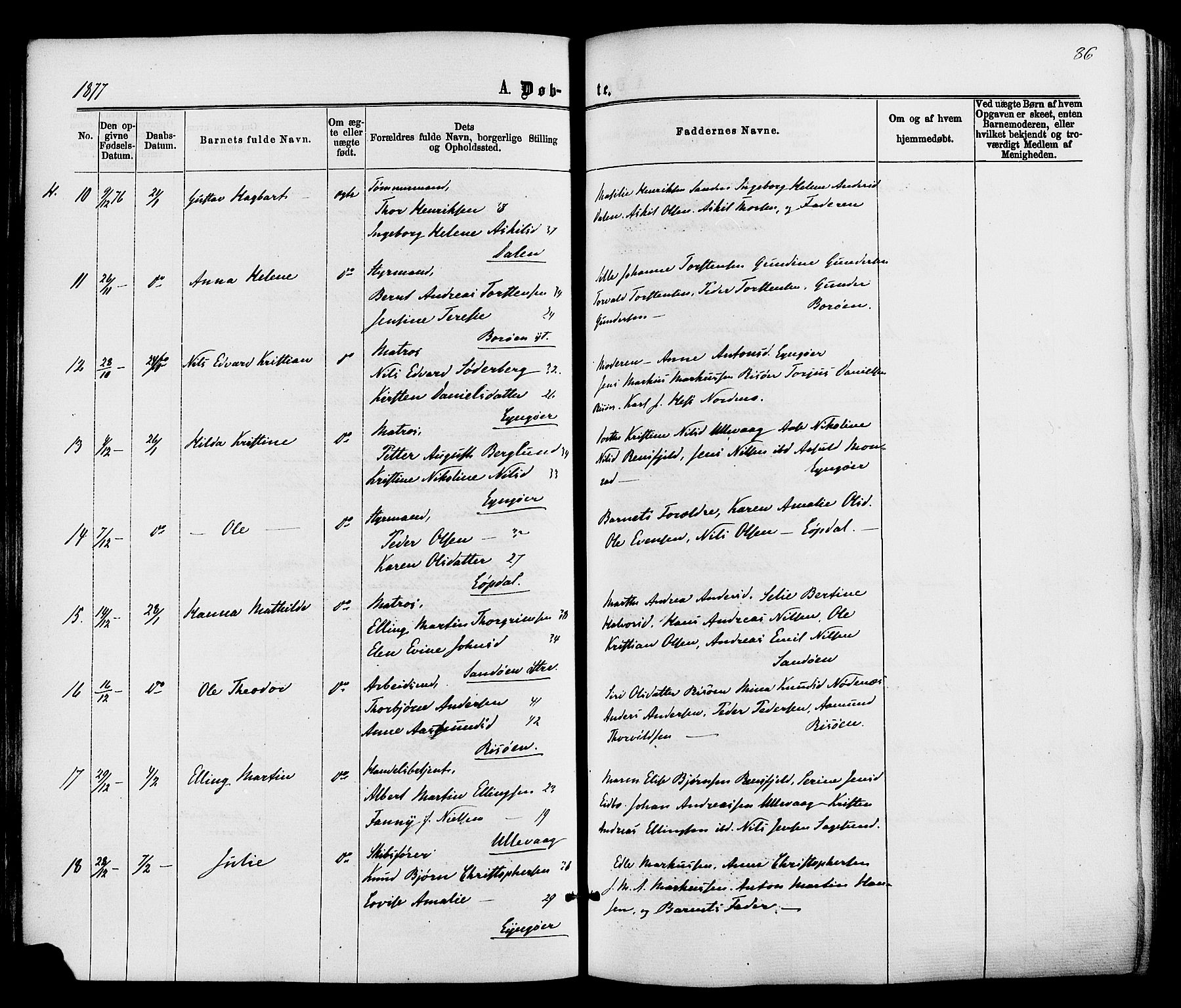 Dypvåg sokneprestkontor, AV/SAK-1111-0007/F/Fa/Faa/L0007: Parish register (official) no. A 7/ 1, 1872-1884, p. 86