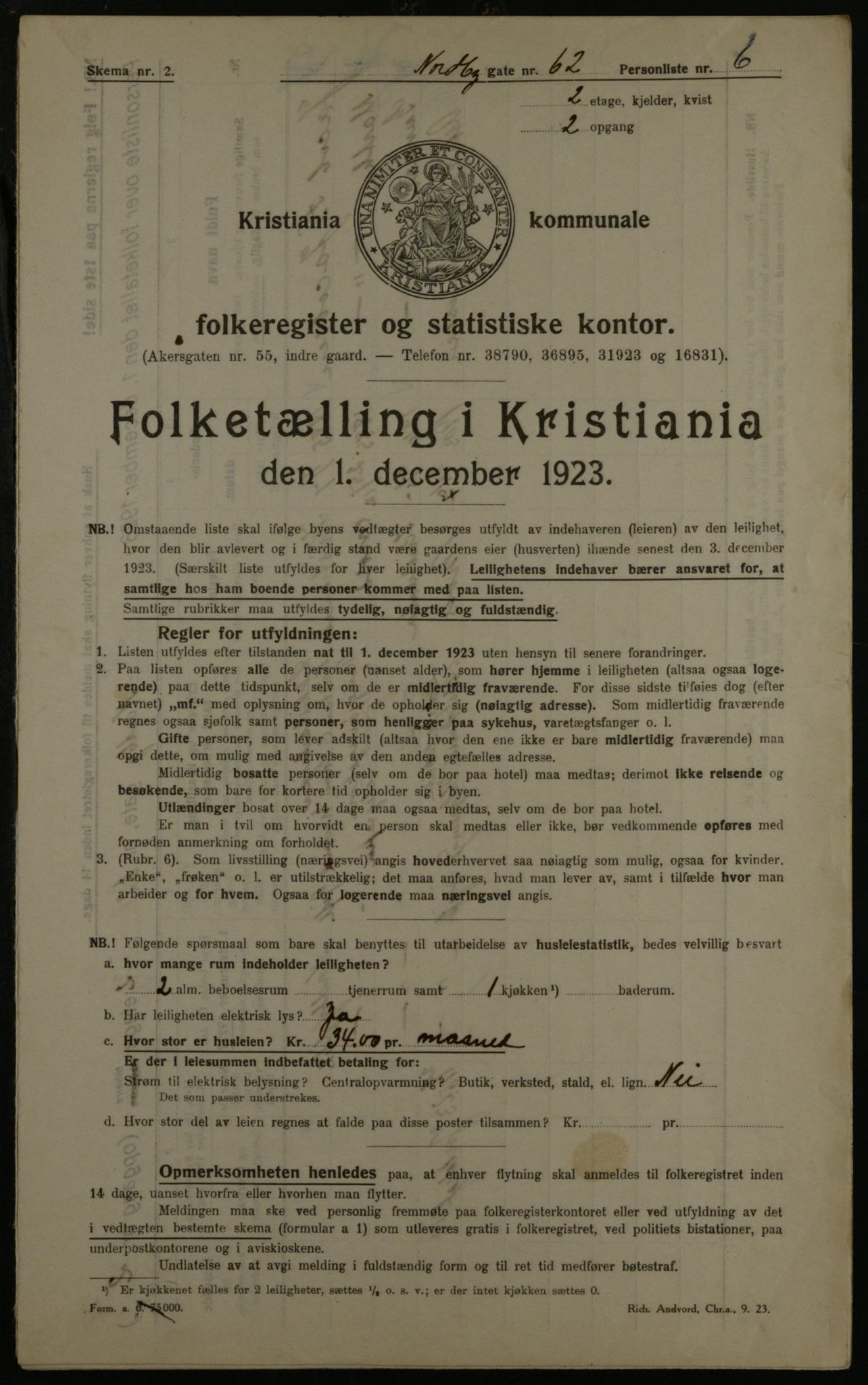 OBA, Municipal Census 1923 for Kristiania, 1923, p. 79348