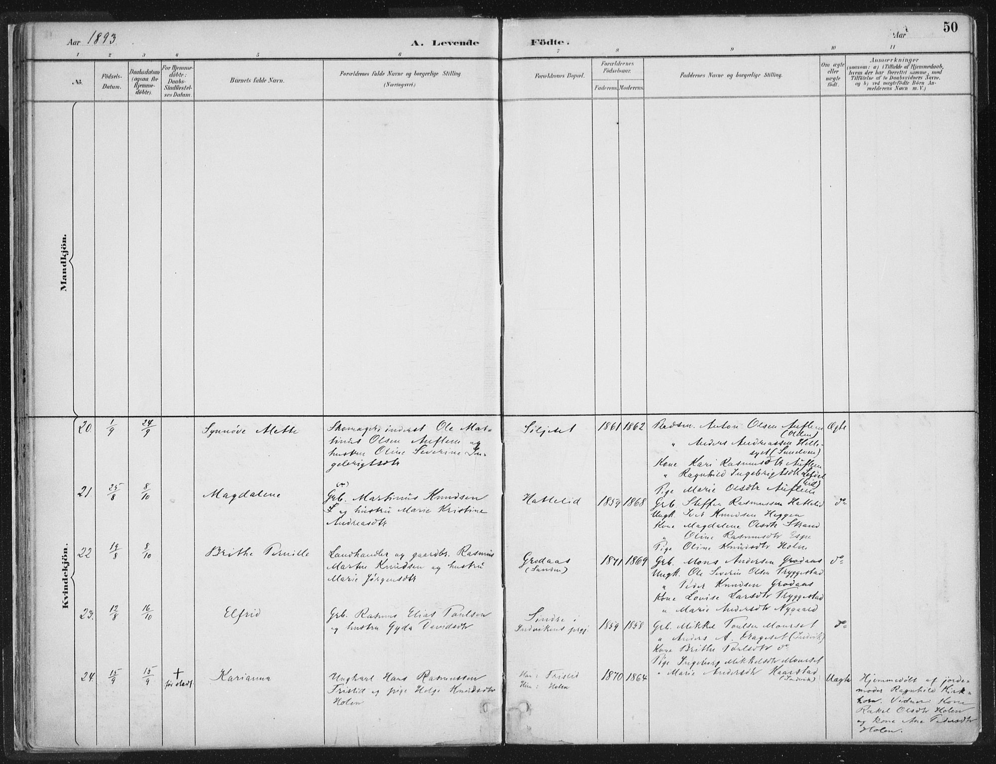 Hornindal sokneprestembete, AV/SAB-A-82401/H/Haa/Haaa/L0003/0001: Parish register (official) no. A 3A, 1887-1917, p. 50