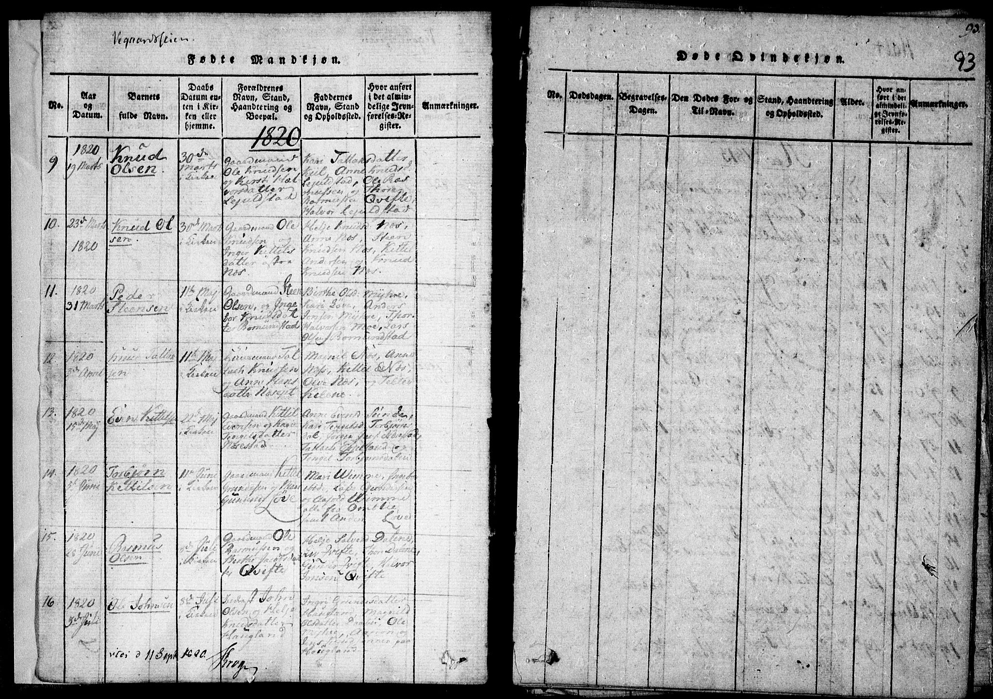 Holt sokneprestkontor, SAK/1111-0021/F/Fa/L0005: Parish register (official) no. A 5, 1813-1821, p. 93