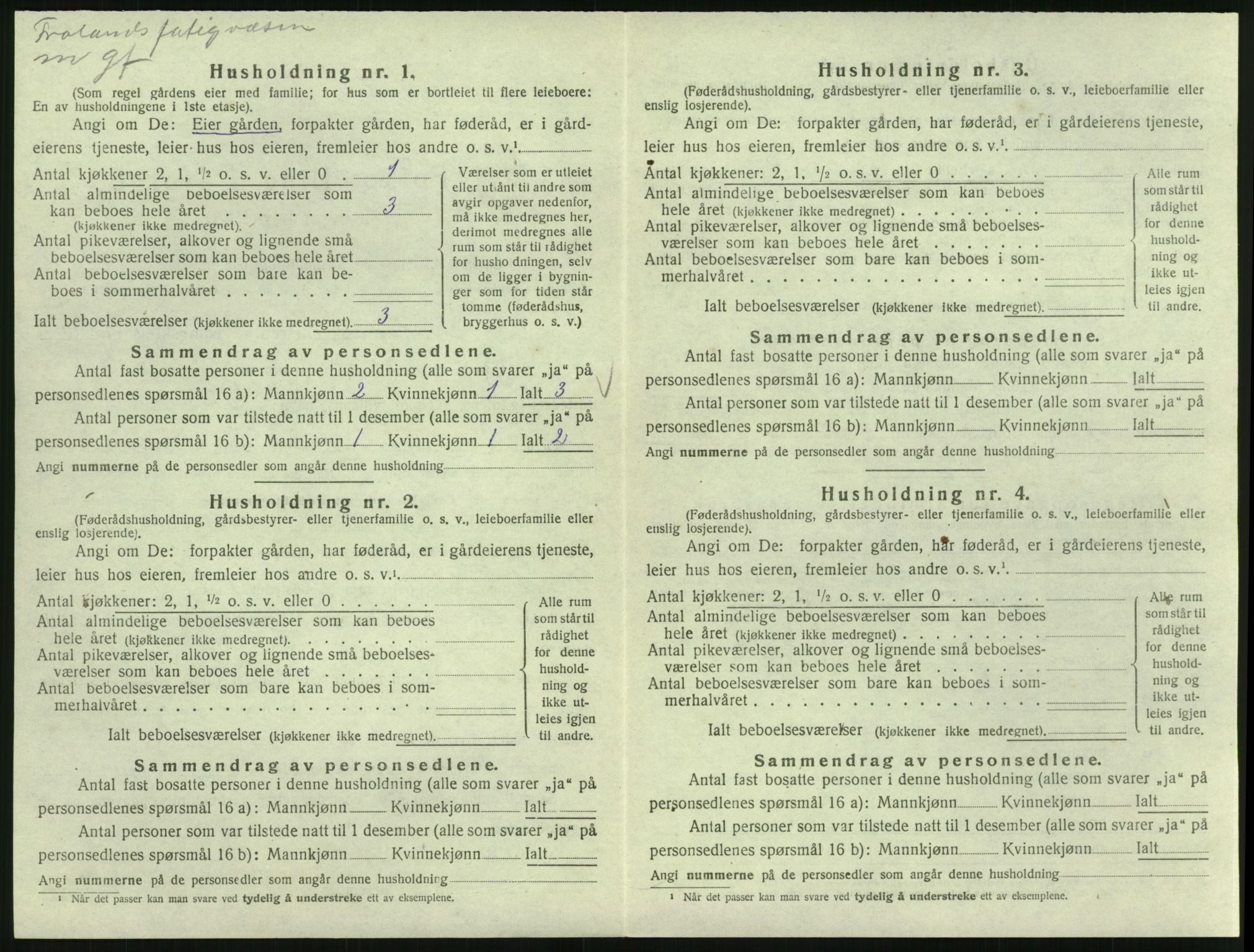 SAK, 1920 census for Froland, 1920, p. 326